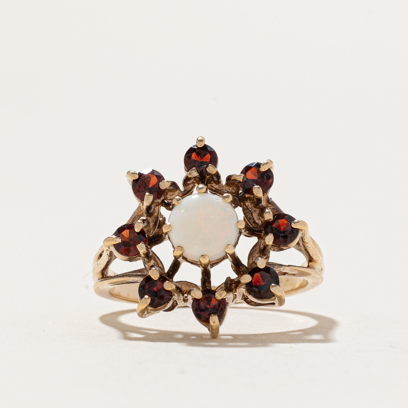 Opal & Garnet Cocktail Ring | 1.12ctw | SZ 5.25