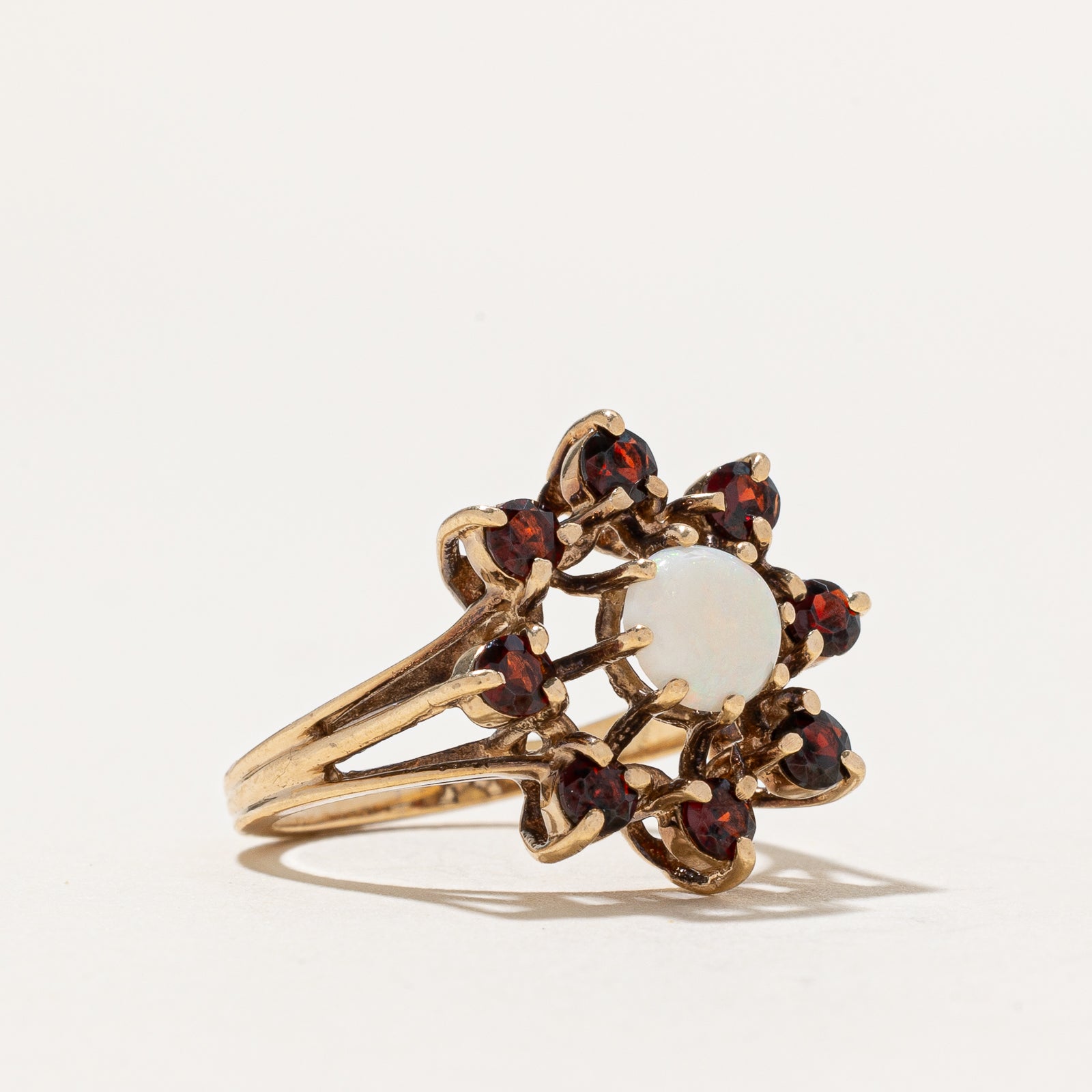 Opal & Garnet Cocktail Ring | 1.12ctw | SZ 5.25