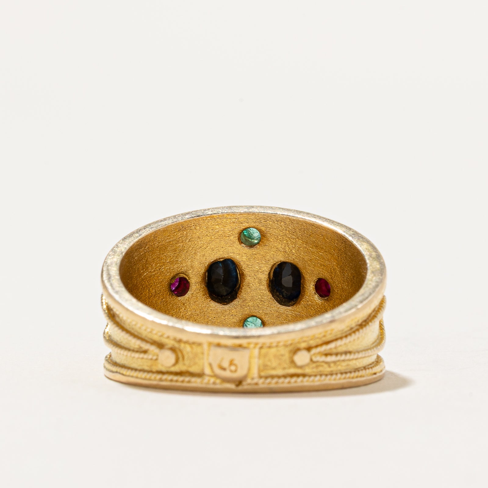 Bague ornée de saphirs, rubis et émeraudes | 0,38 ct | Taille 8,5