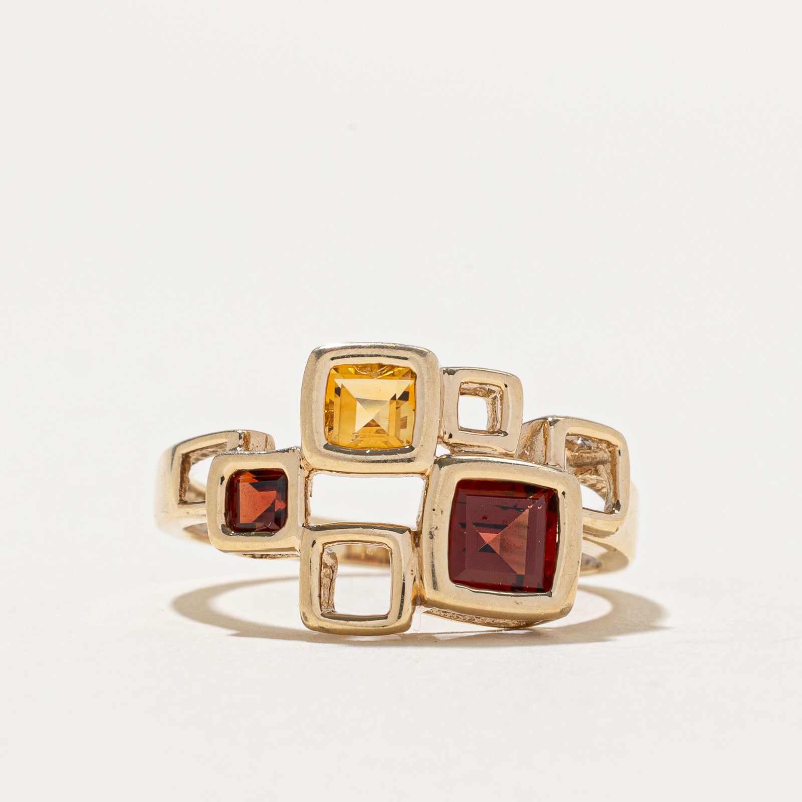 Scattered Garnet & Citrine Abstract Ring | 1.35ctw | SZ 6