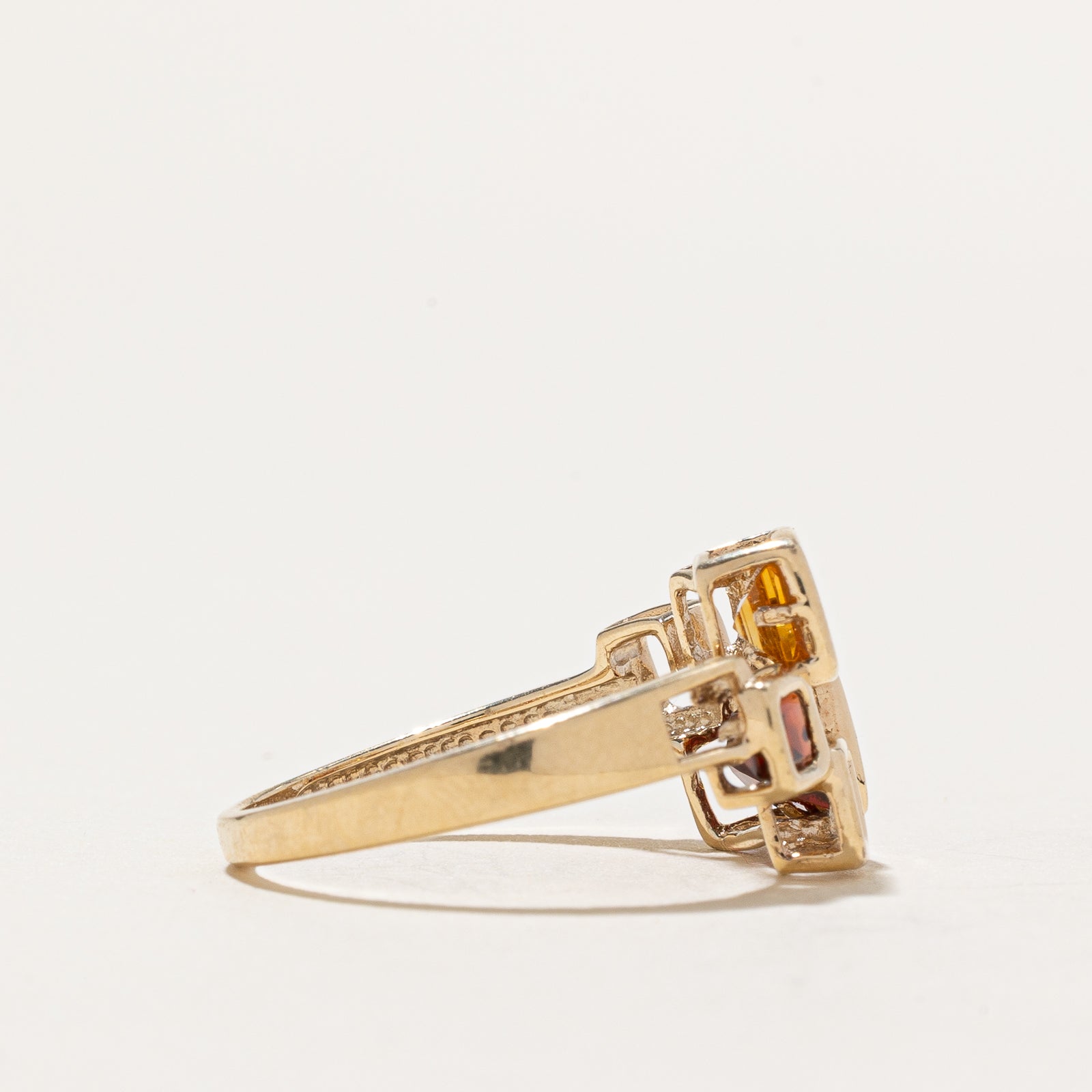 Scattered Garnet & Citrine Abstract Ring | 1.35ctw | SZ 6