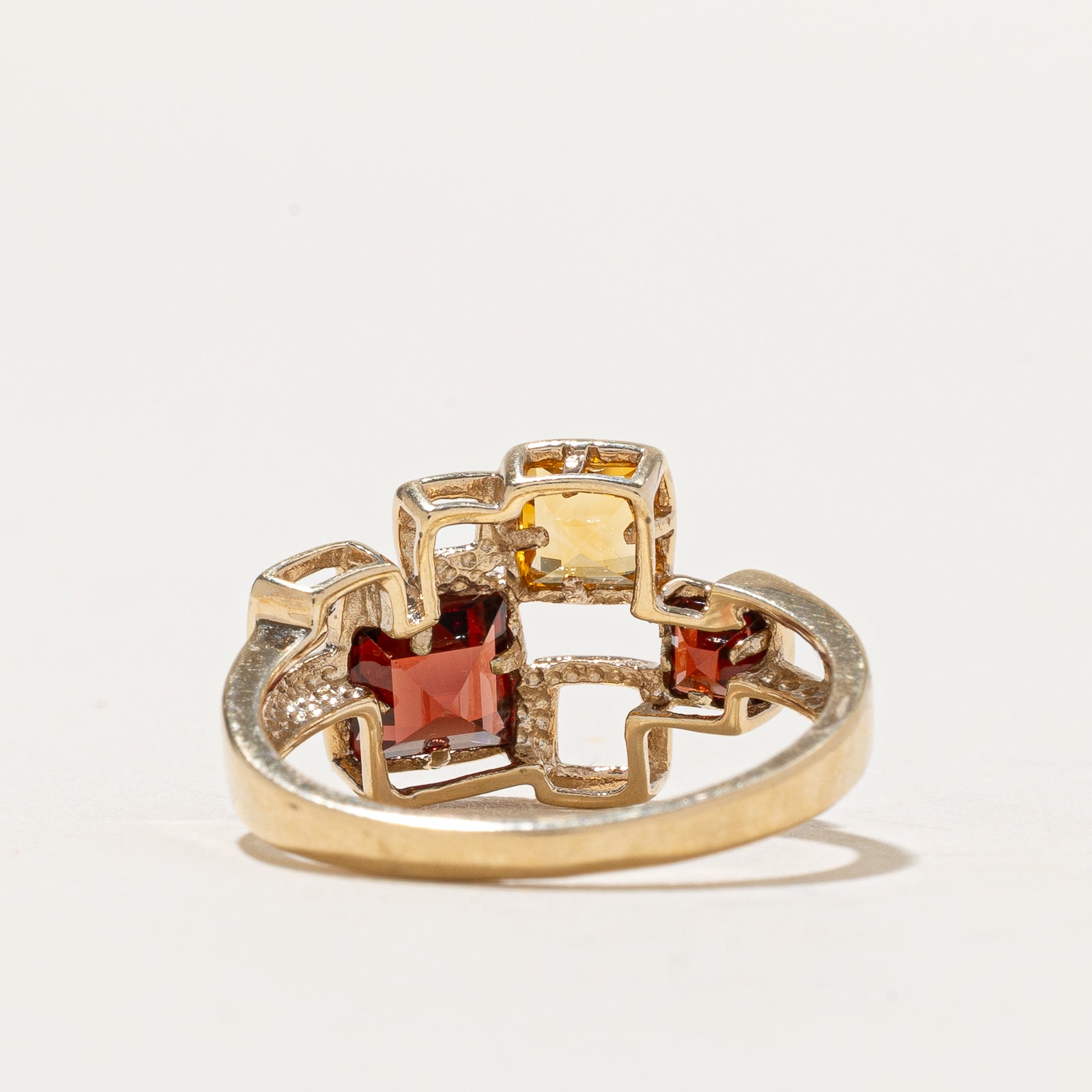 Scattered Garnet & Citrine Abstract Ring | 1.35ctw | SZ 6
