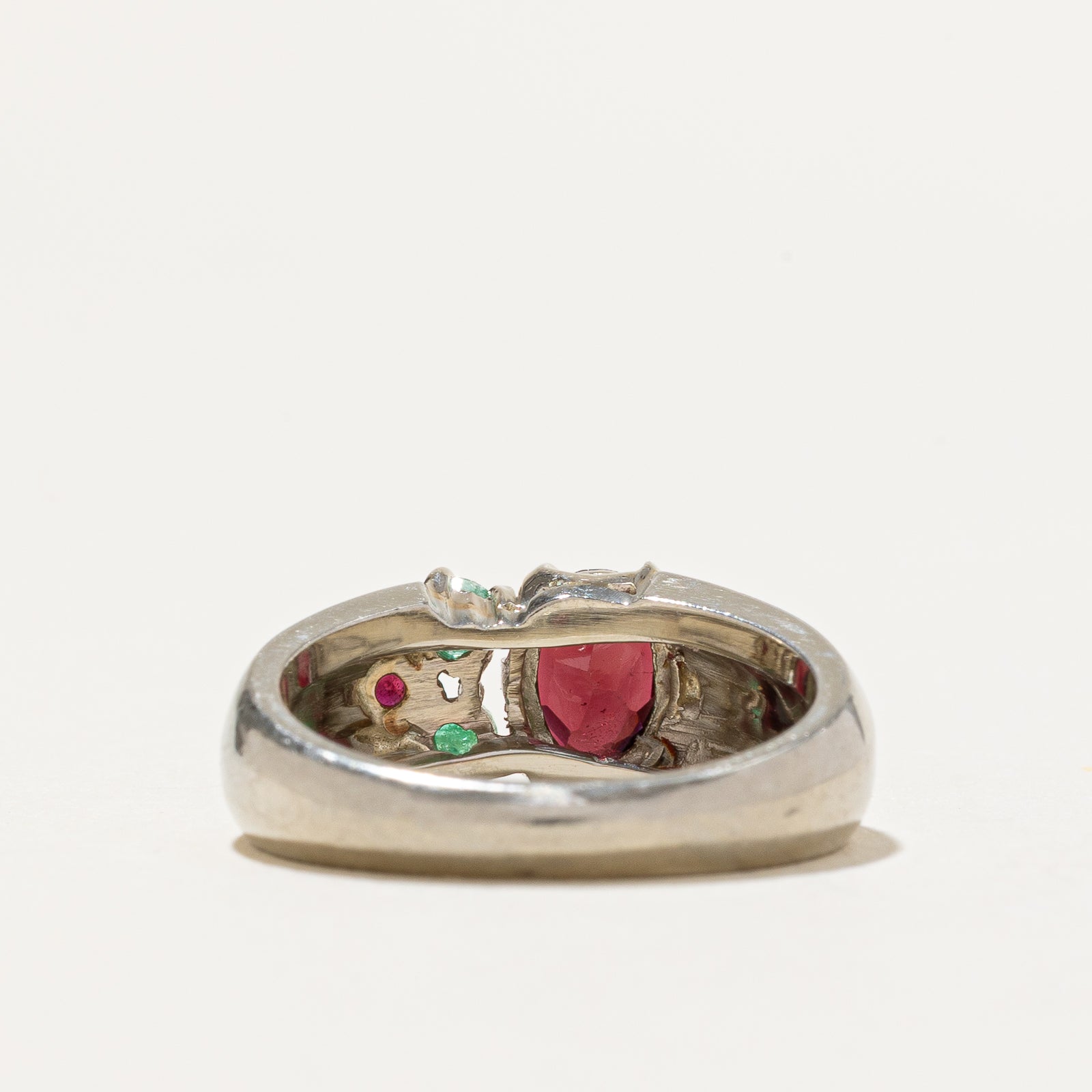 Garnet, Emerald & Ruby Cluster Ring | 0.90ctw | SZ 7