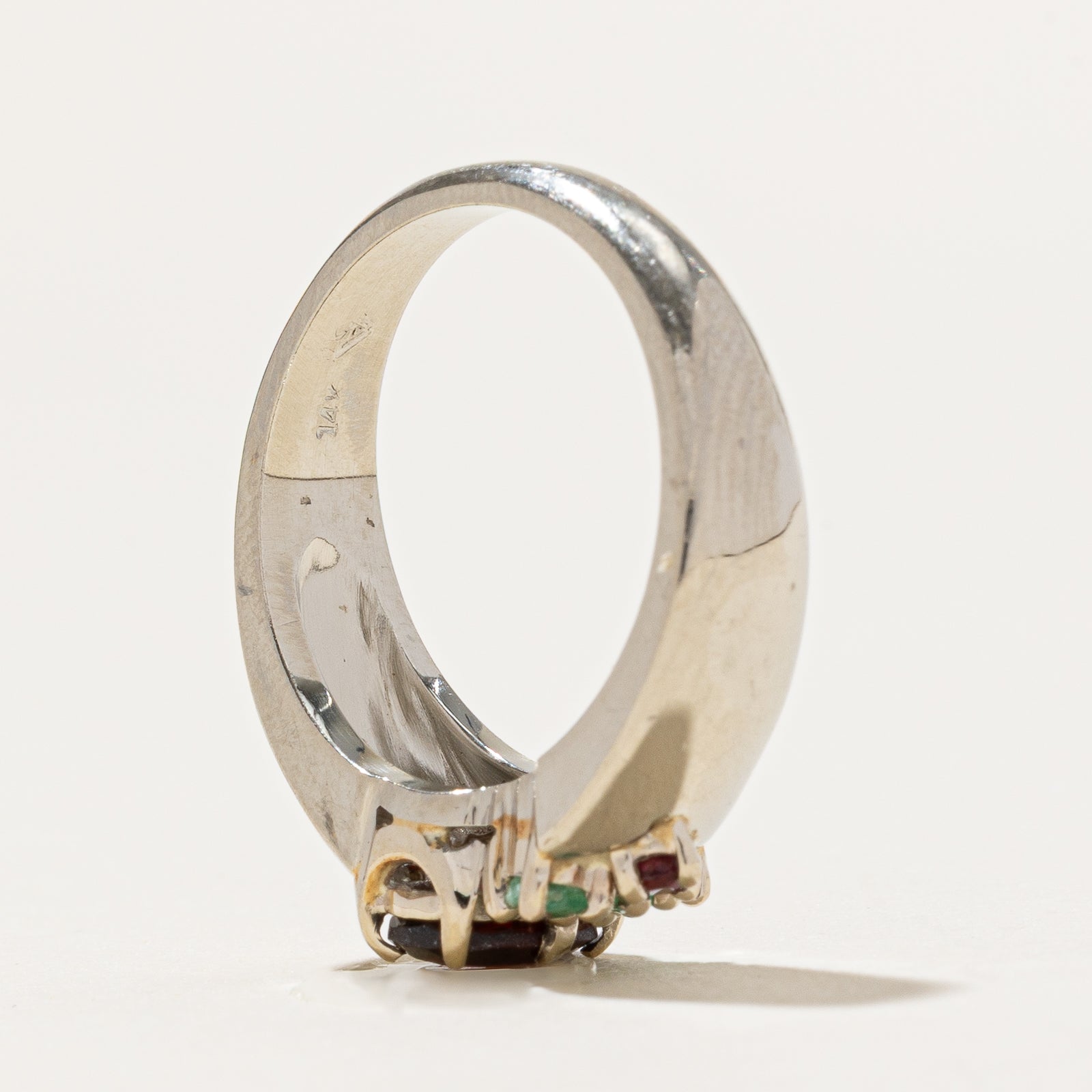 Garnet, Emerald & Ruby Cluster Ring | 0.90ctw | SZ 7