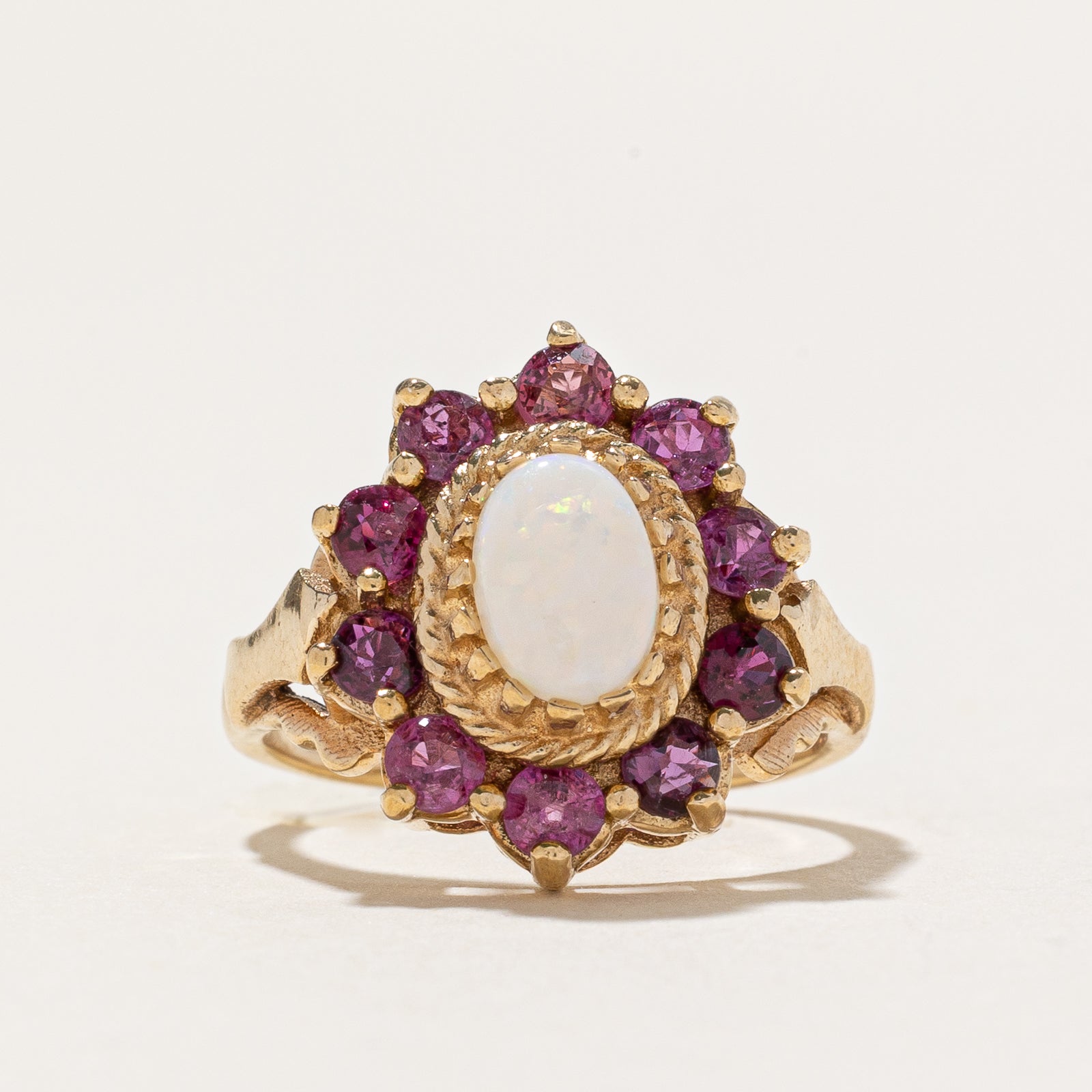 Opal & Ruby Petal Cocktail Ring | 1.42ctw | SZ 5