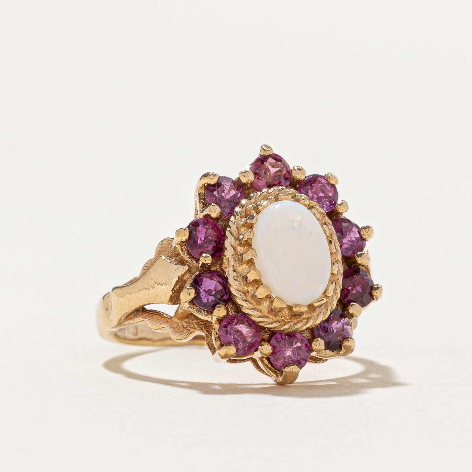 Opal & Ruby Petal Cocktail Ring | 1.42ctw | SZ 5