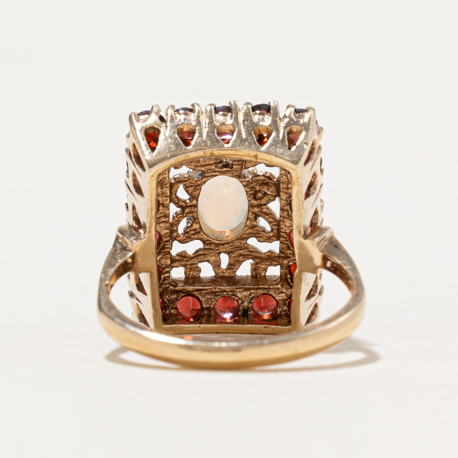 Opal & Garnet Ornate Cocktail Ring 1.66ctw | SZ 6.75