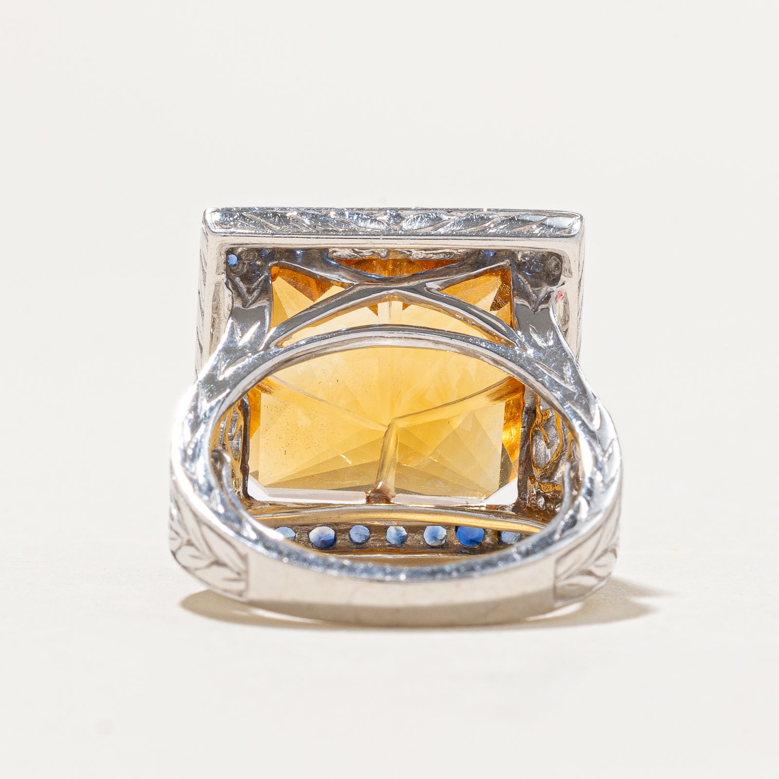 Citrine, Sapphire & Diamond Cocktail Ring | 12.50ctw, 0.06ctw | SZ 5