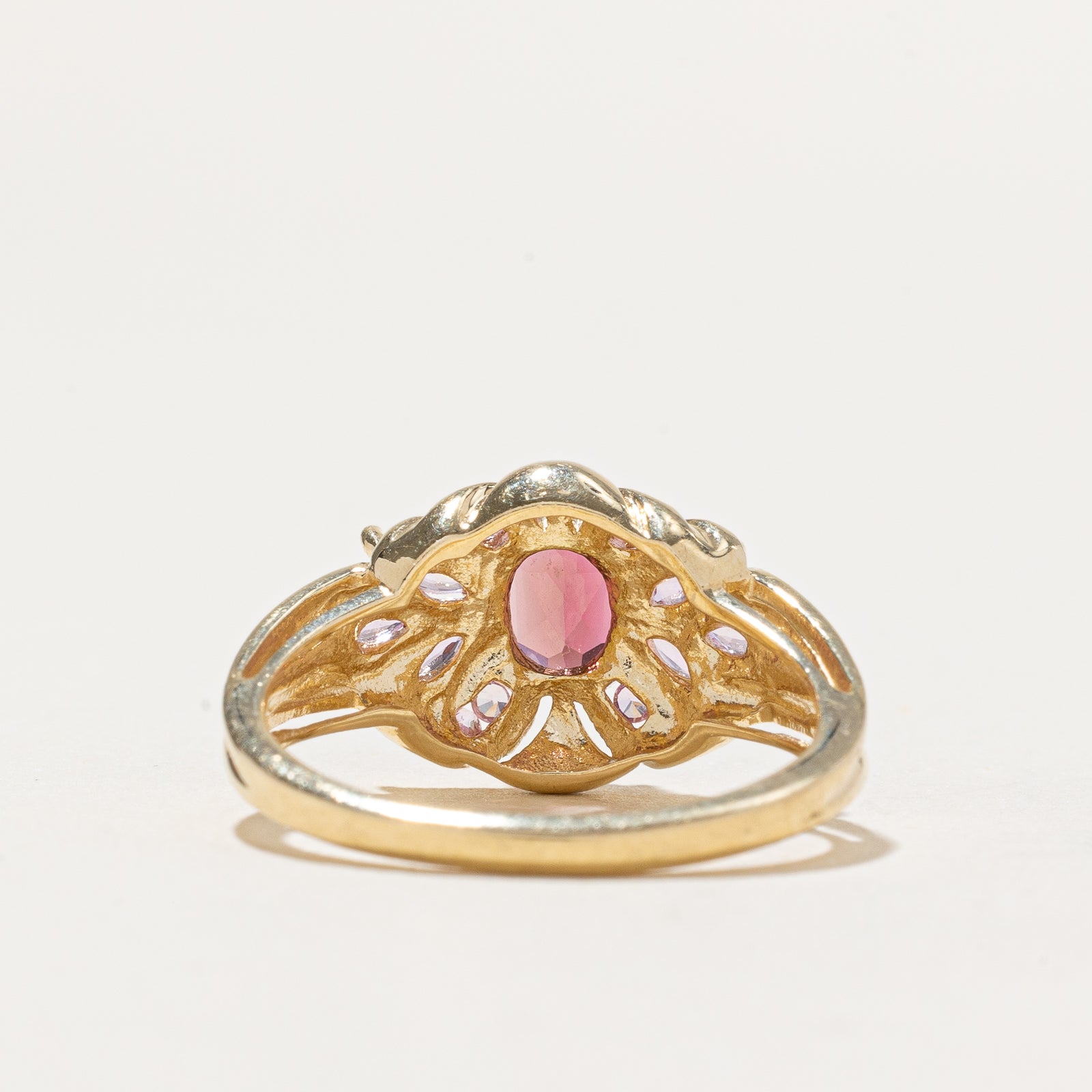 Bague cocktail tourmaline et saphir rose | 1,25 ct | Taille 8