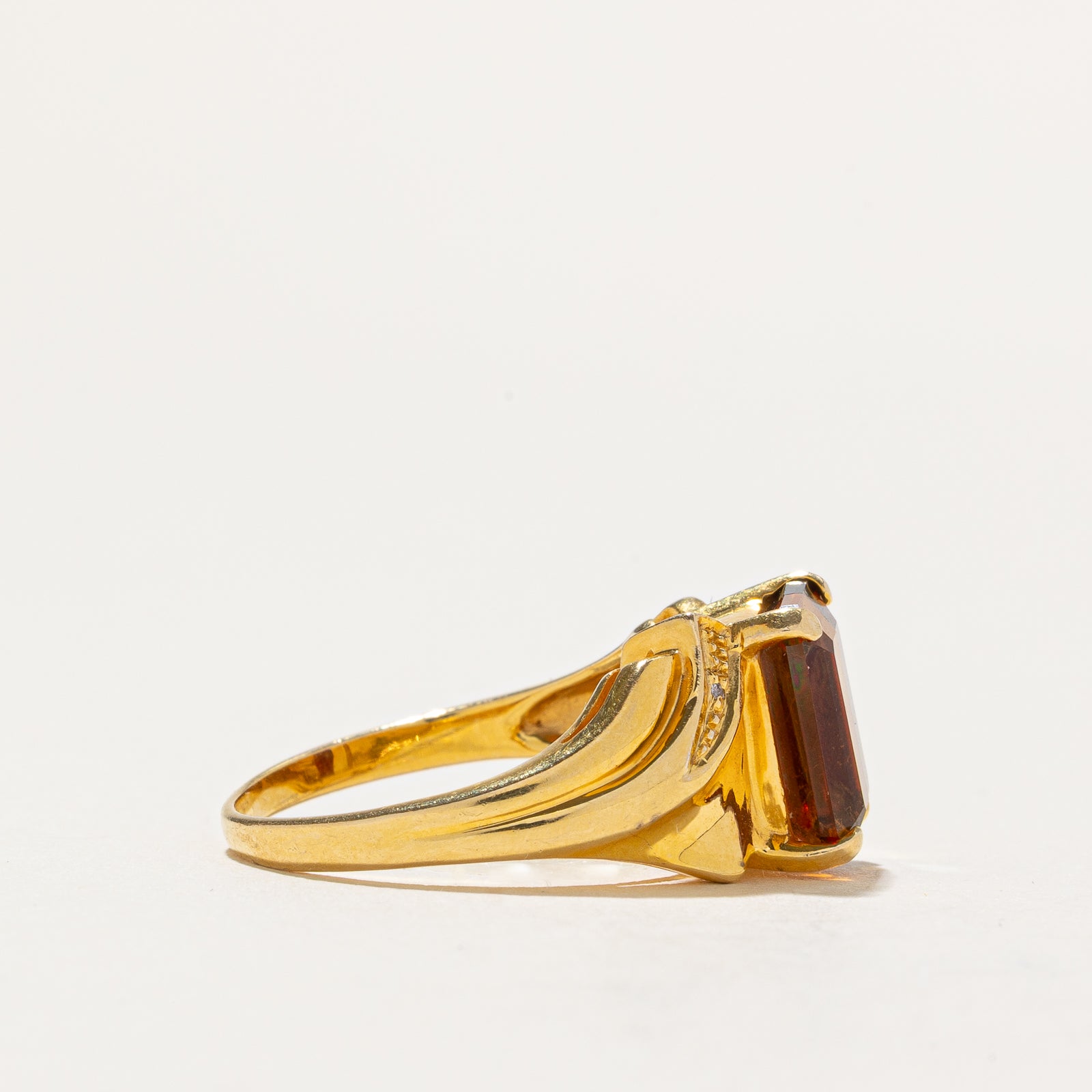 Garnet Citrine Split & Diamond Cocktail Ring | 2.00ctw, 0.01ctw | SZ 6.5