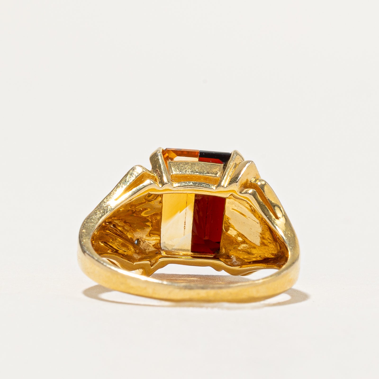 Garnet Citrine Split & Diamond Cocktail Ring | 2.00ctw, 0.01ctw | SZ 6.5