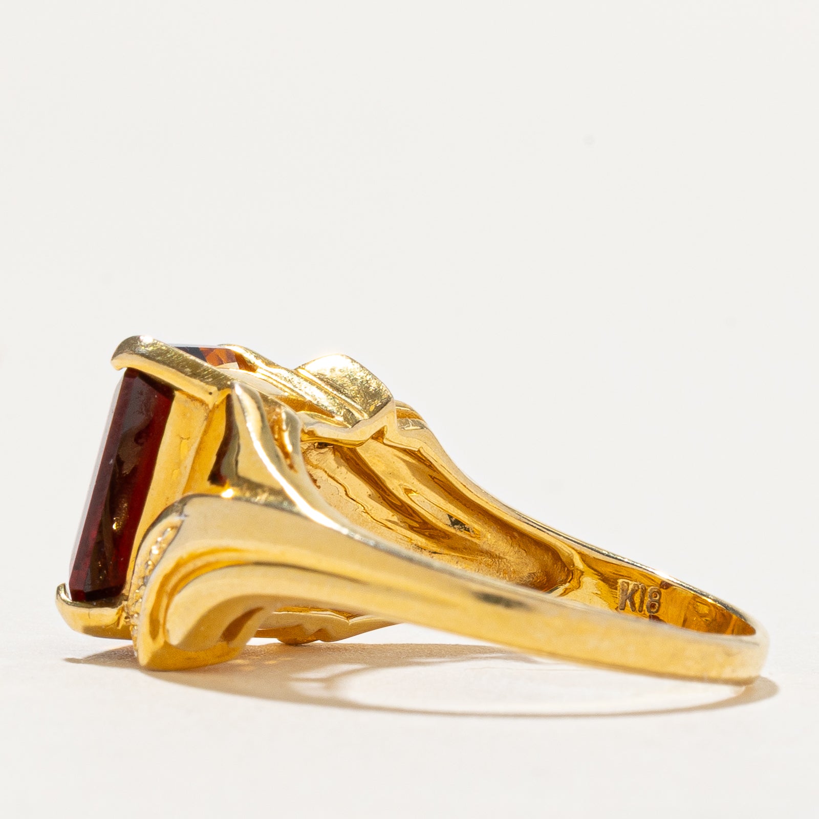 Garnet Citrine Split & Diamond Cocktail Ring | 2.00ctw, 0.01ctw | SZ 6.5