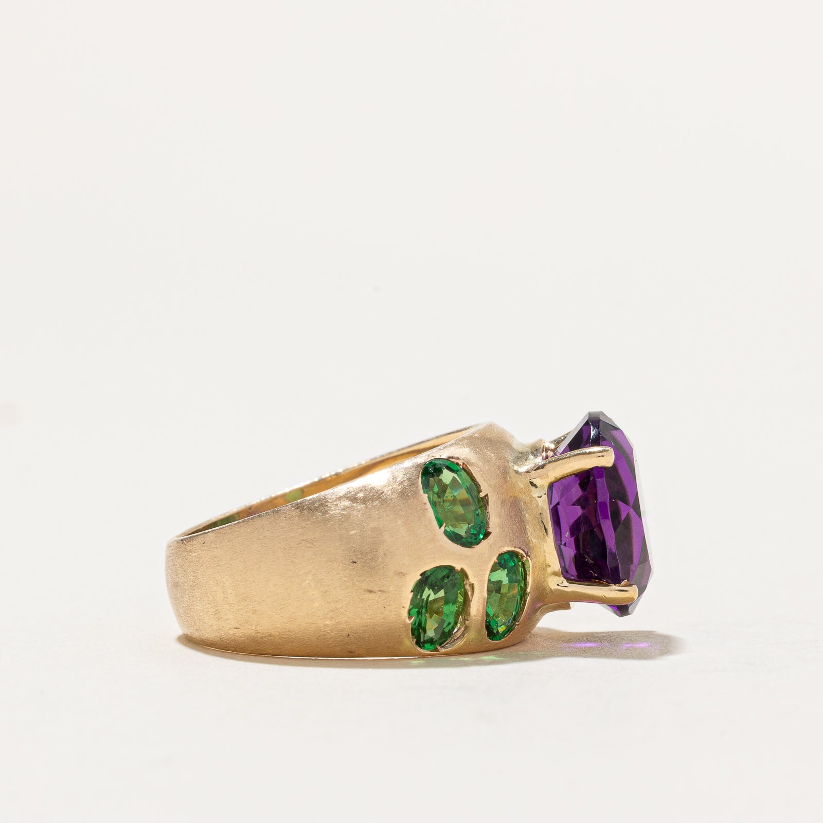 Synthetic Amethyst & Tsavorite Garnet Cocktail Ring | 5.75ctw | SZ 5.75