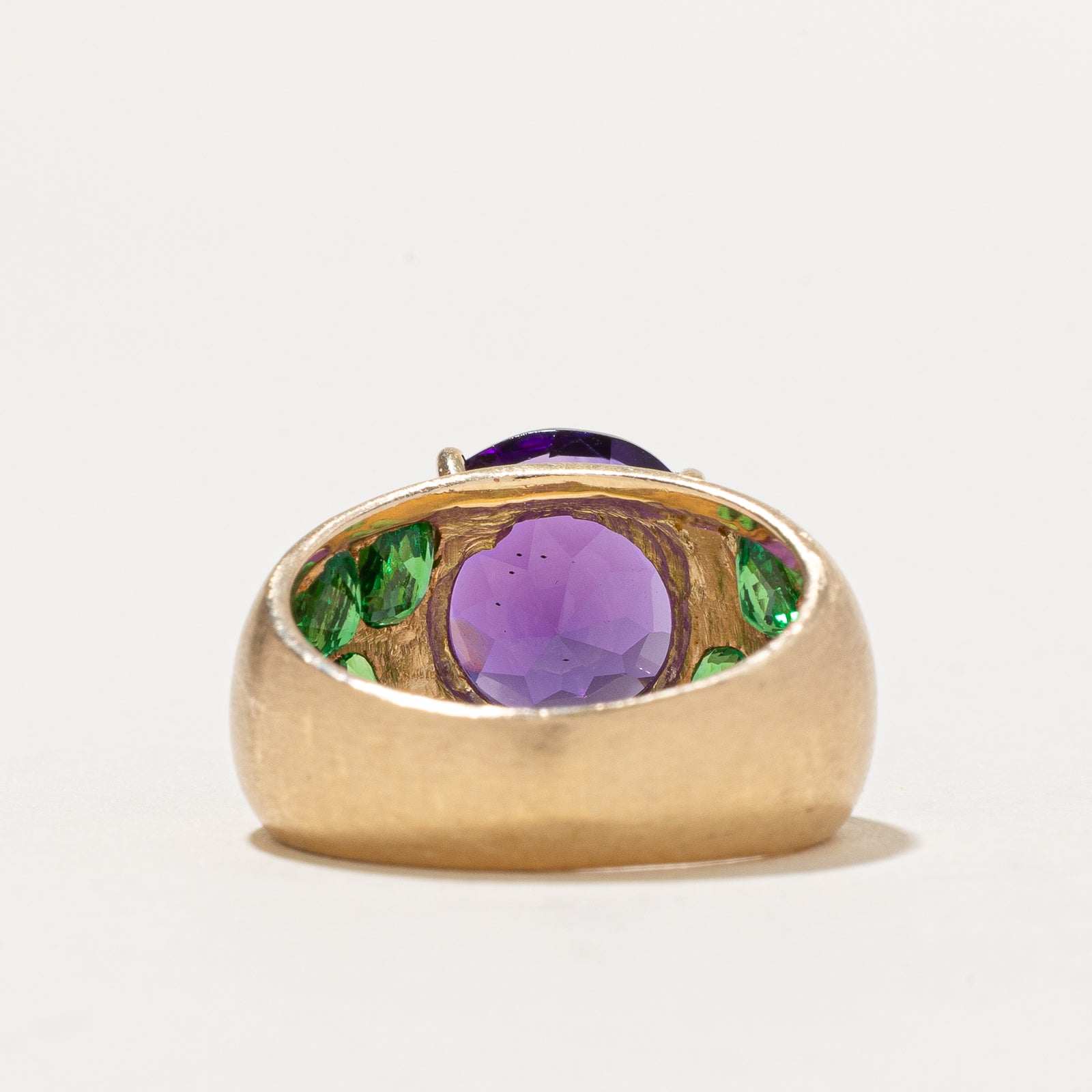 Synthetic Amethyst & Tsavorite Garnet Cocktail Ring | 5.75ctw | SZ 5.75