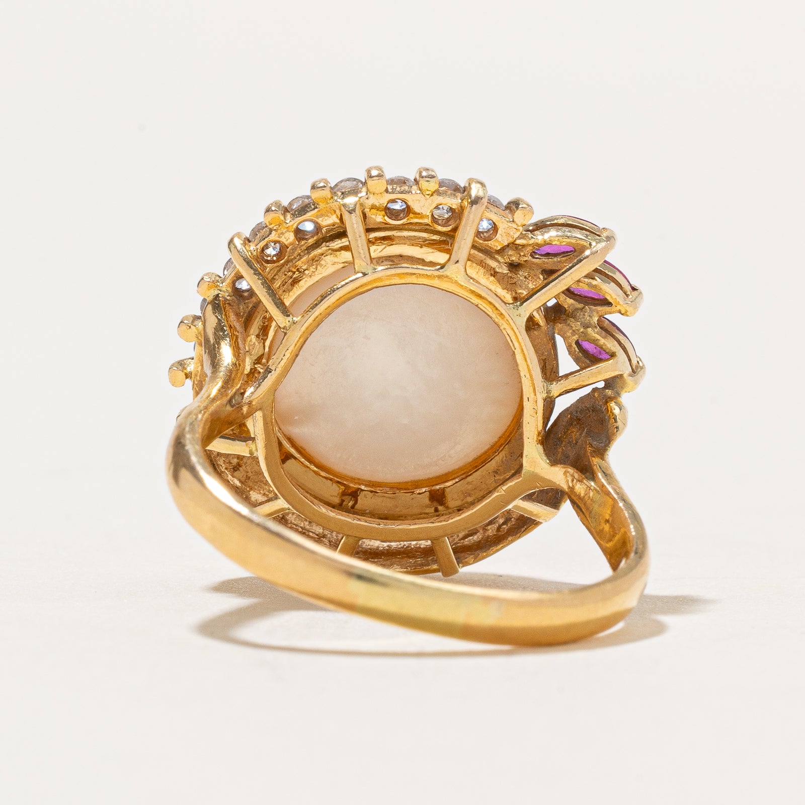 Mabé Pearl, Ruby & Diamond Cocktail Ring | 0.20ctw, 0.25ctw | SZ 7.25