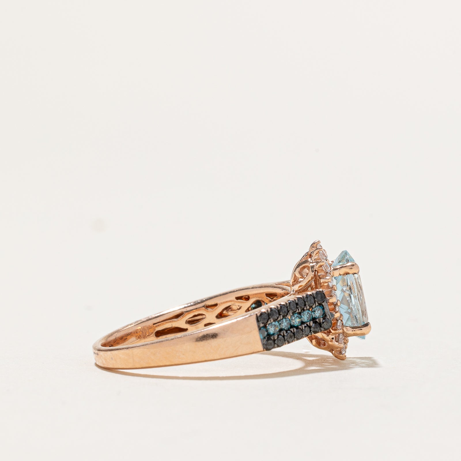'Le Vian' Halo Aquamarine & Diamond Ring | 1.00ct, 0.54ctw | SZ 6.75