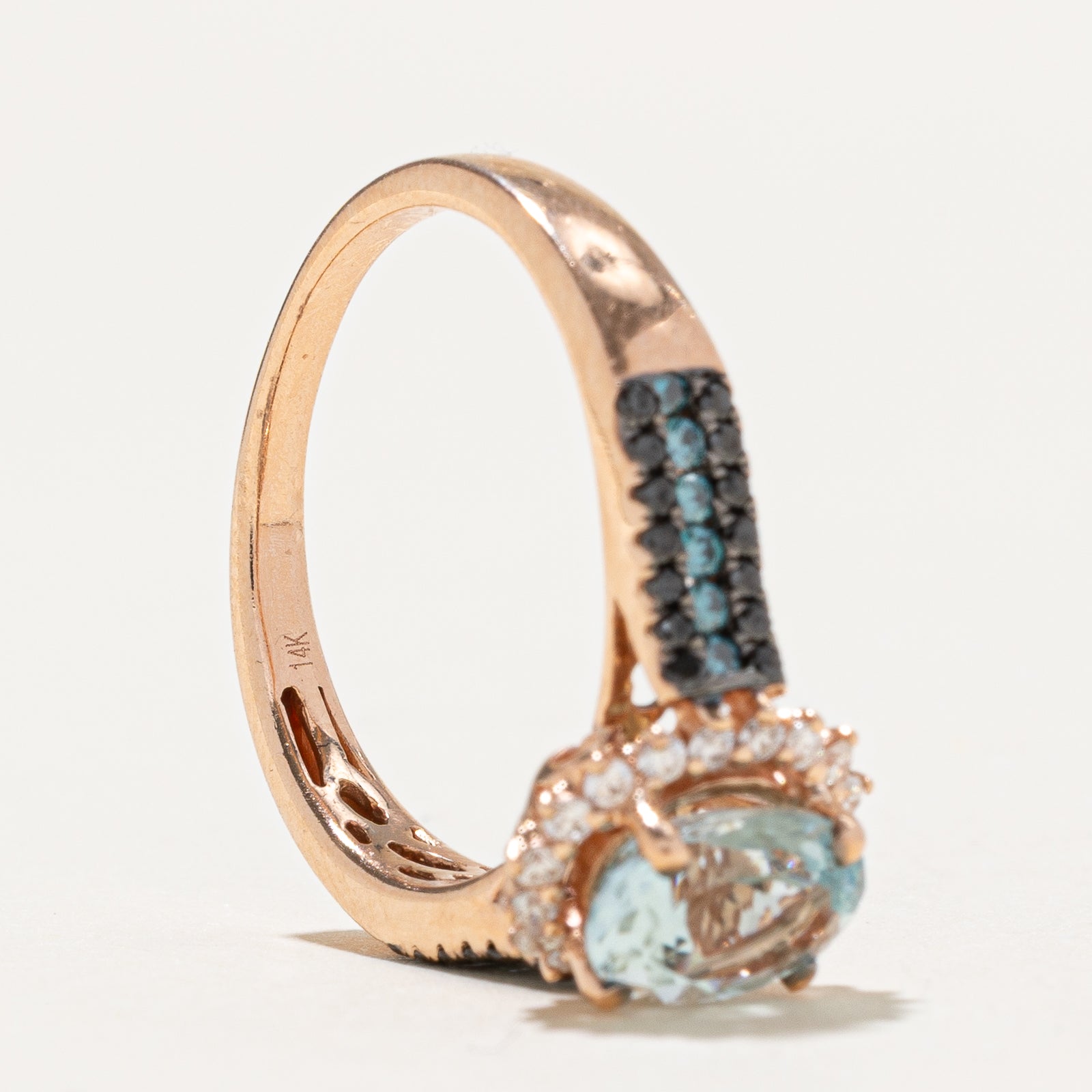 'Le Vian' Halo Aquamarine & Diamond Ring | 1.00ct, 0.54ctw | SZ 6.75