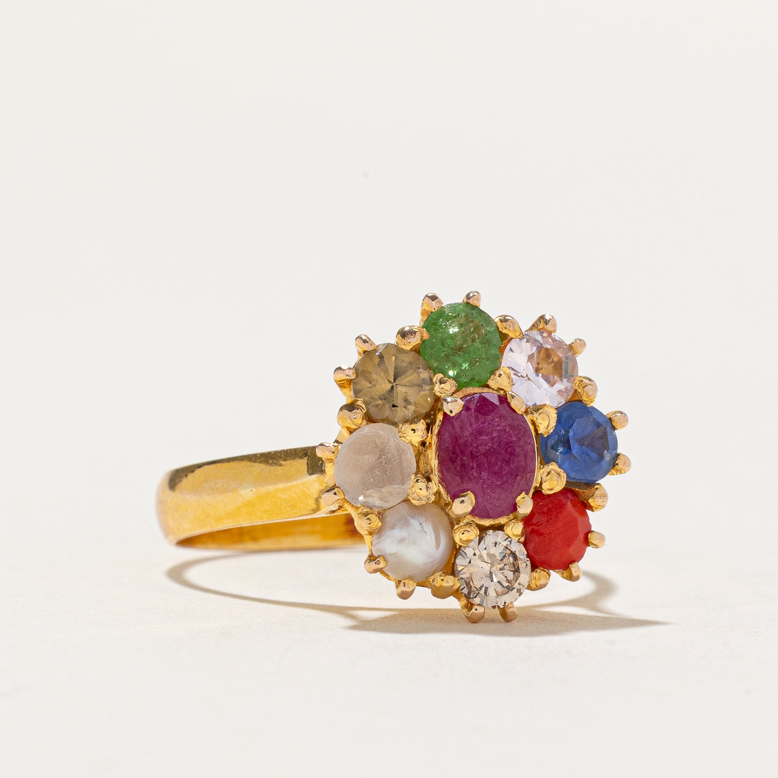 Multi Stone Navratna 9 Stone Chakra Ring | 1.55ctw | SZ 8.5