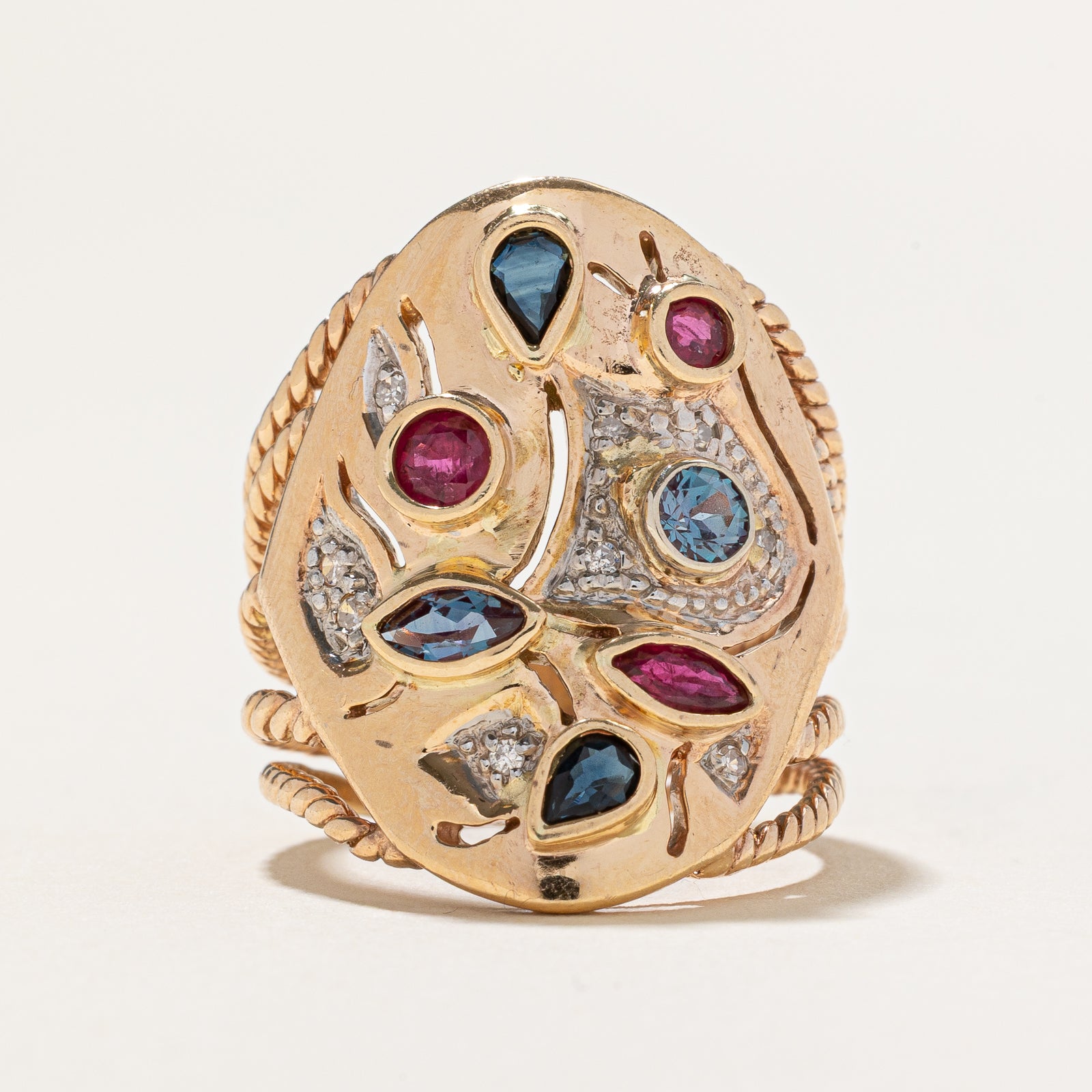 Multi-Gemstone Twisted Cocktail Ring | 0.80ctw | SZ 7