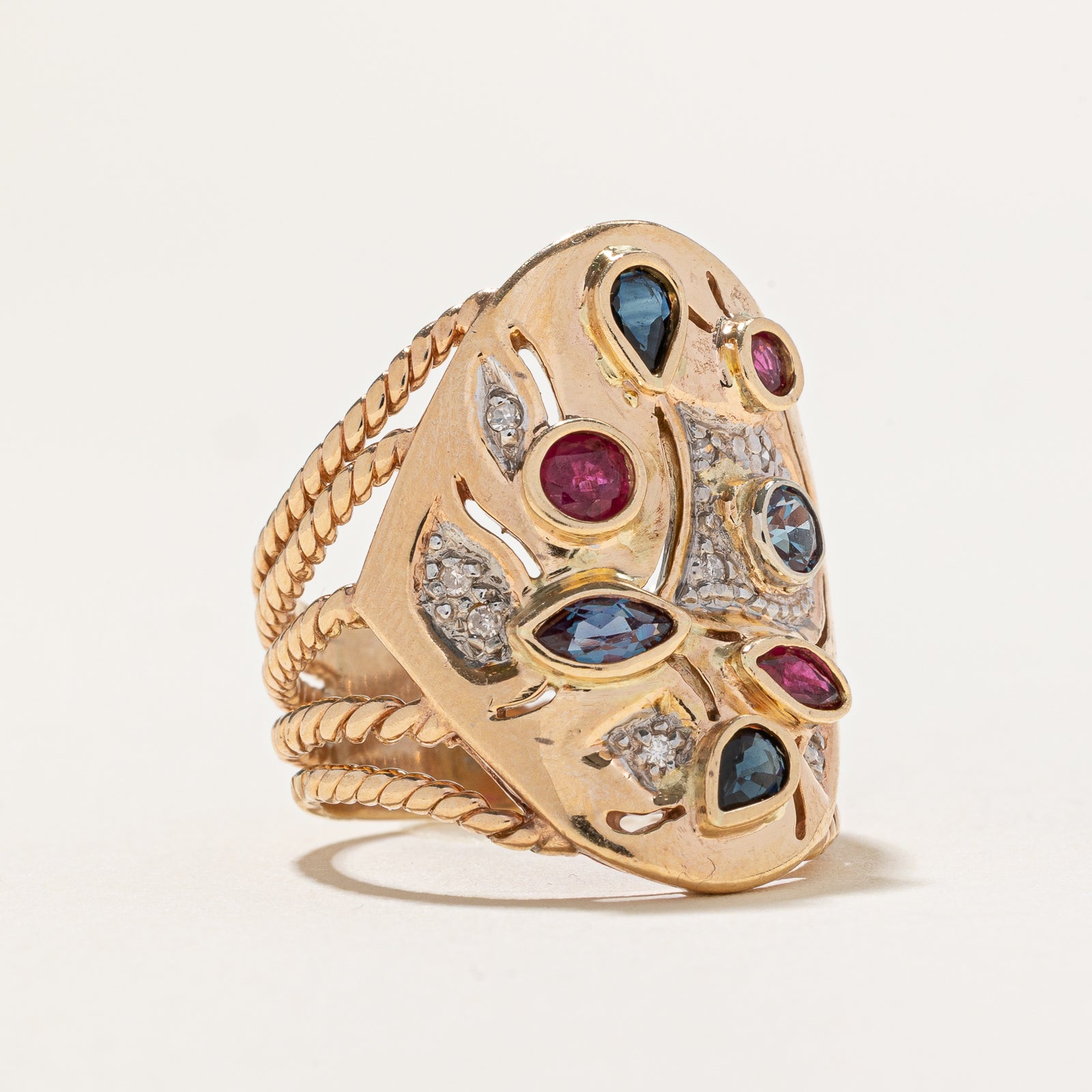 Multi-Gemstone Twisted Cocktail Ring | 0.80ctw | SZ 7