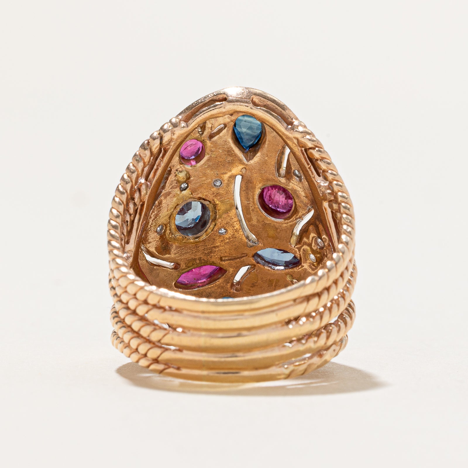 Multi-Gemstone Twisted Cocktail Ring | 0.80ctw | SZ 7