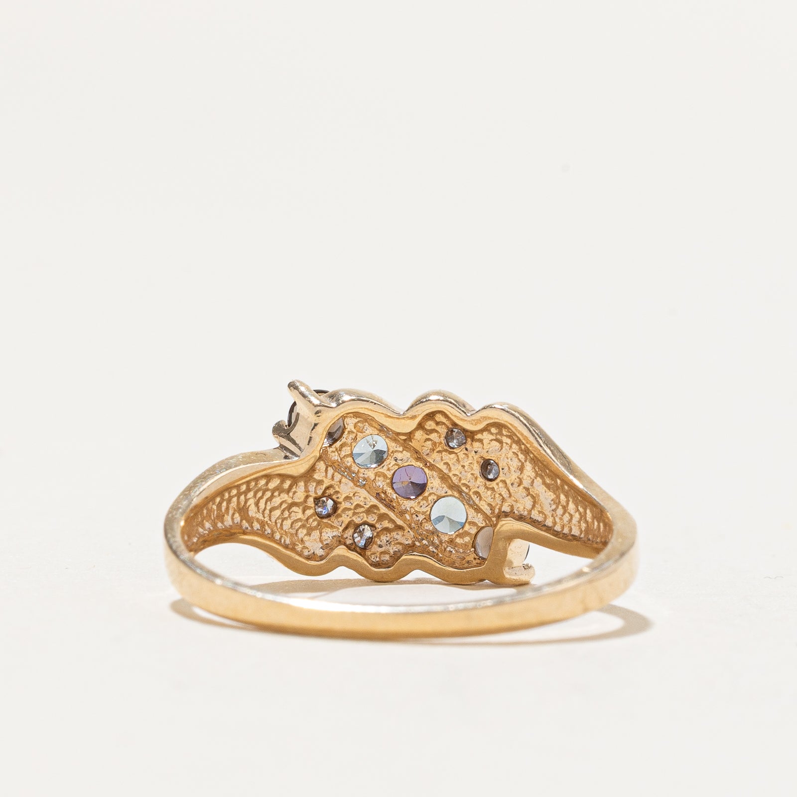 Multi Gemstone Waterfall Bypass Ring 0.25ctw | SZ 7
