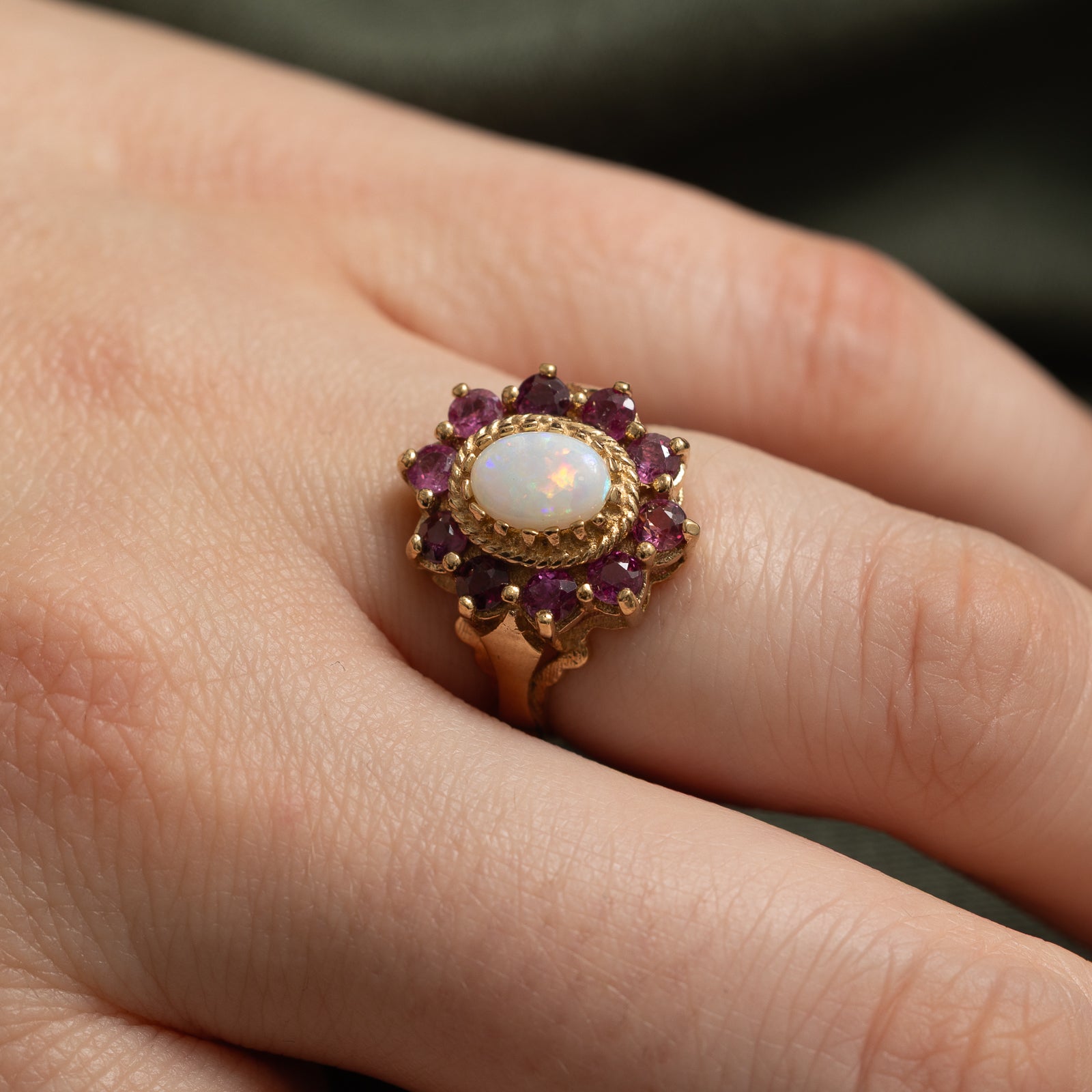 Opal & Ruby Petal Cocktail Ring | 1.42ctw | SZ 5
