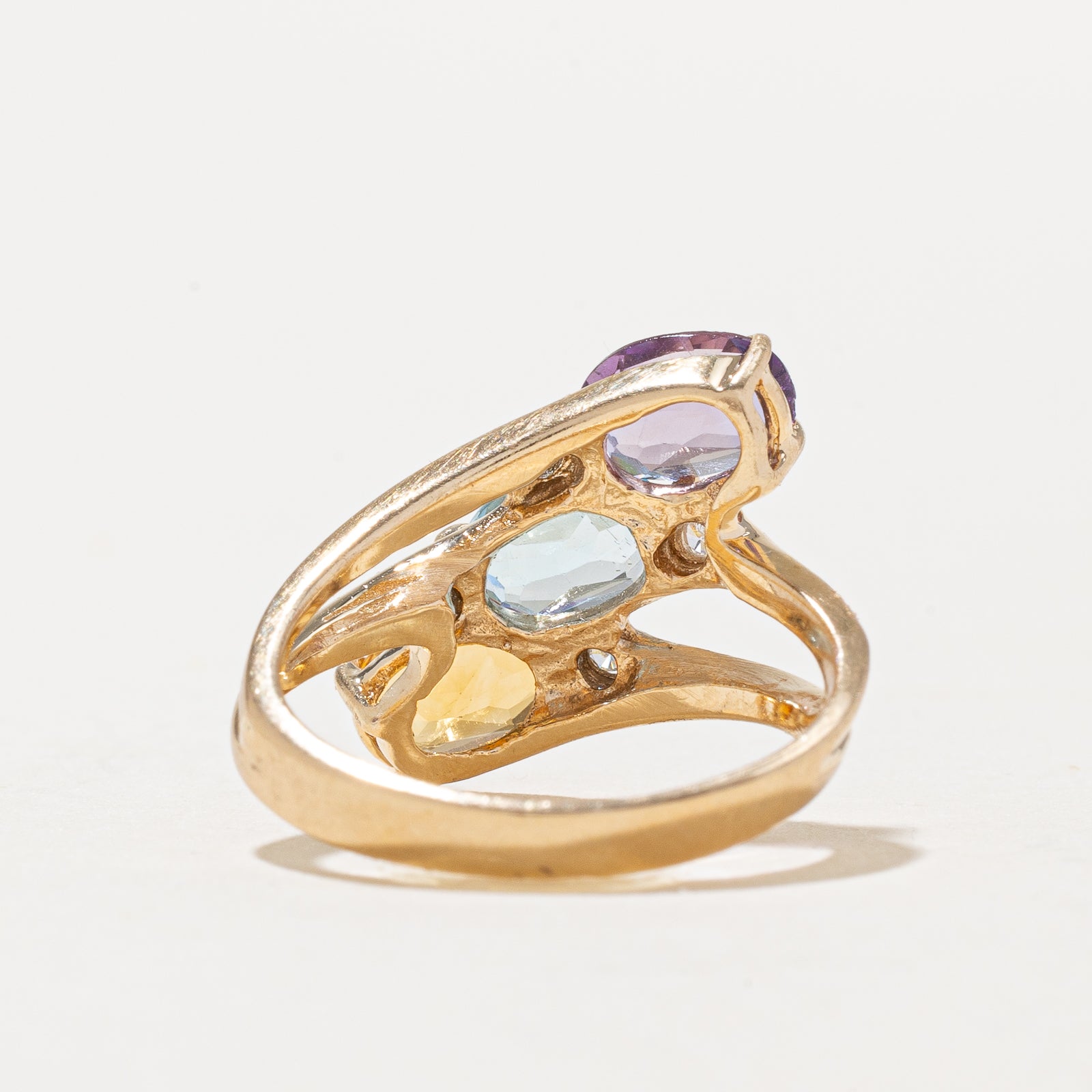 Multi Gemstone & Diamond Bypass Ring | 2.25ctw, 0.06ctw | SZ 6.25