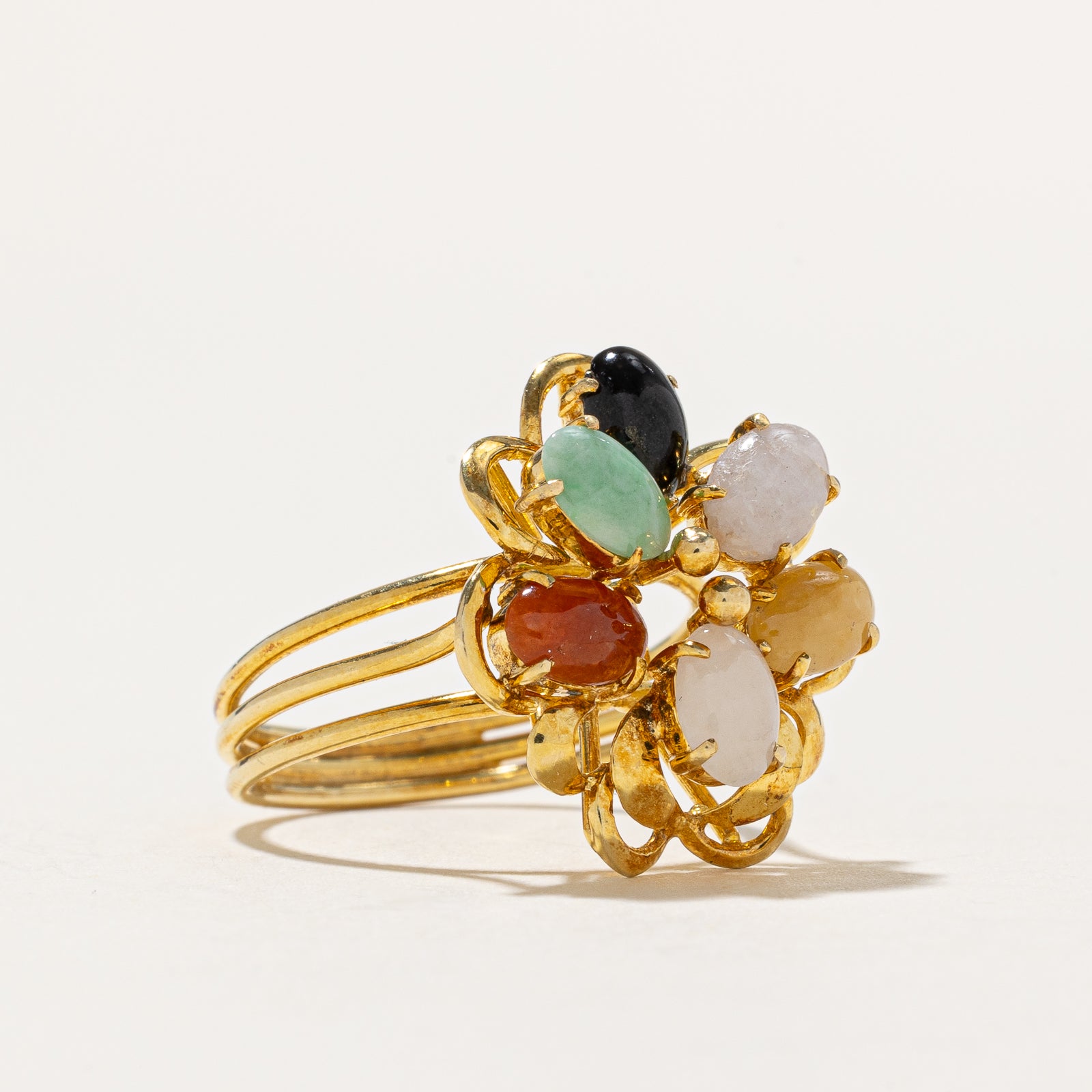 Multi Colour Jade Cocktail Ring 2.45ctw | SZ 7.25