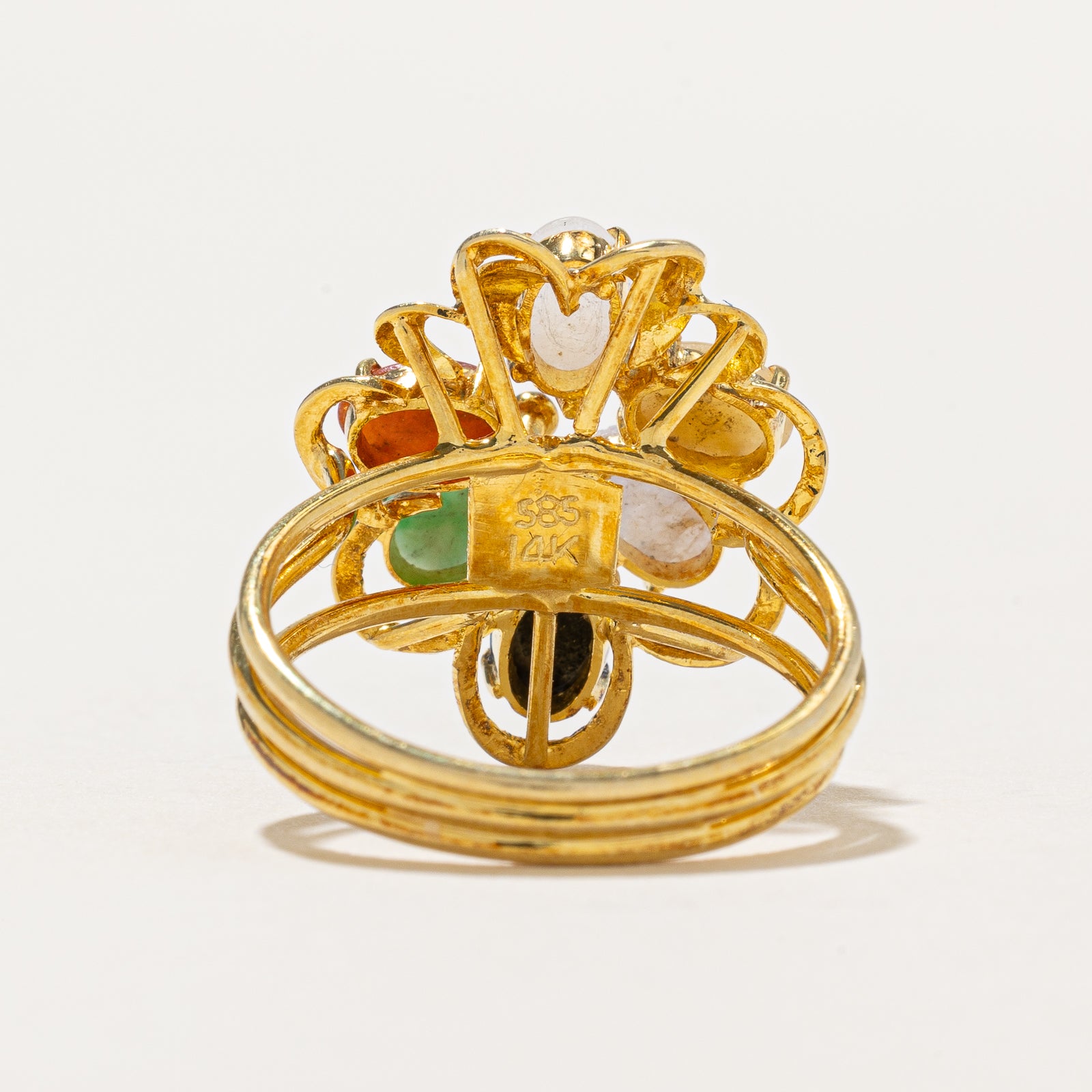 Multi Colour Jade Cocktail Ring 2.45ctw | SZ 7.25