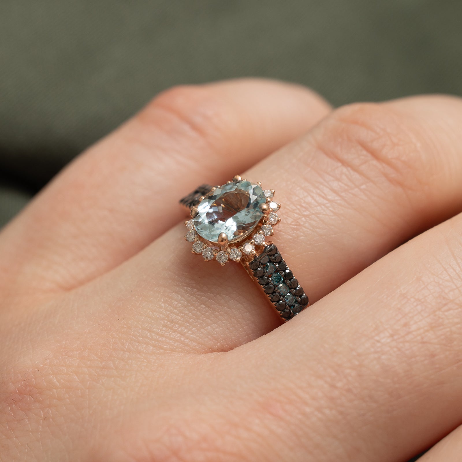 'Le Vian' Halo Aquamarine & Diamond Ring | 1.00ct, 0.54ctw | SZ 6.75