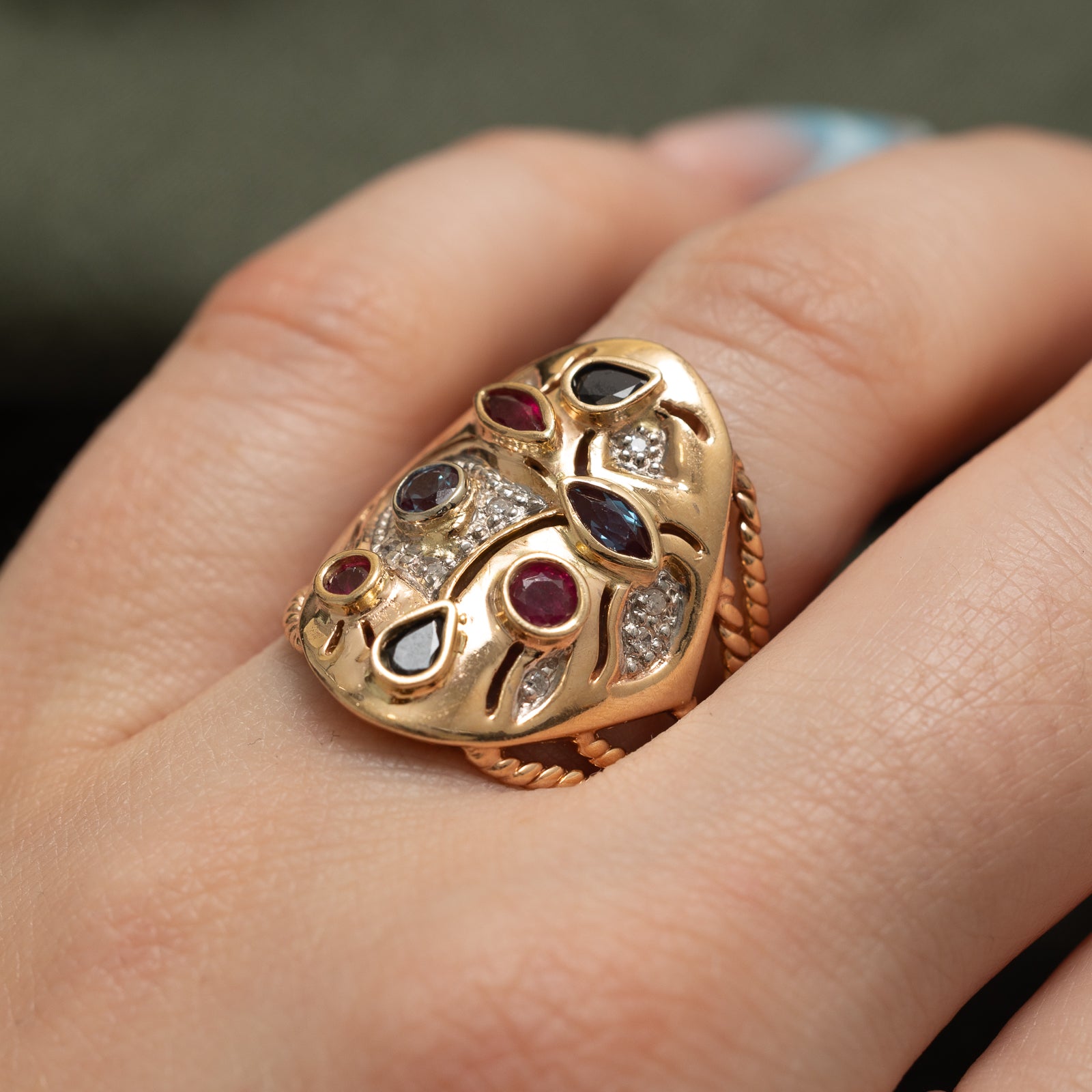 Multi-Gemstone Twisted Cocktail Ring | 0.80ctw | SZ 7