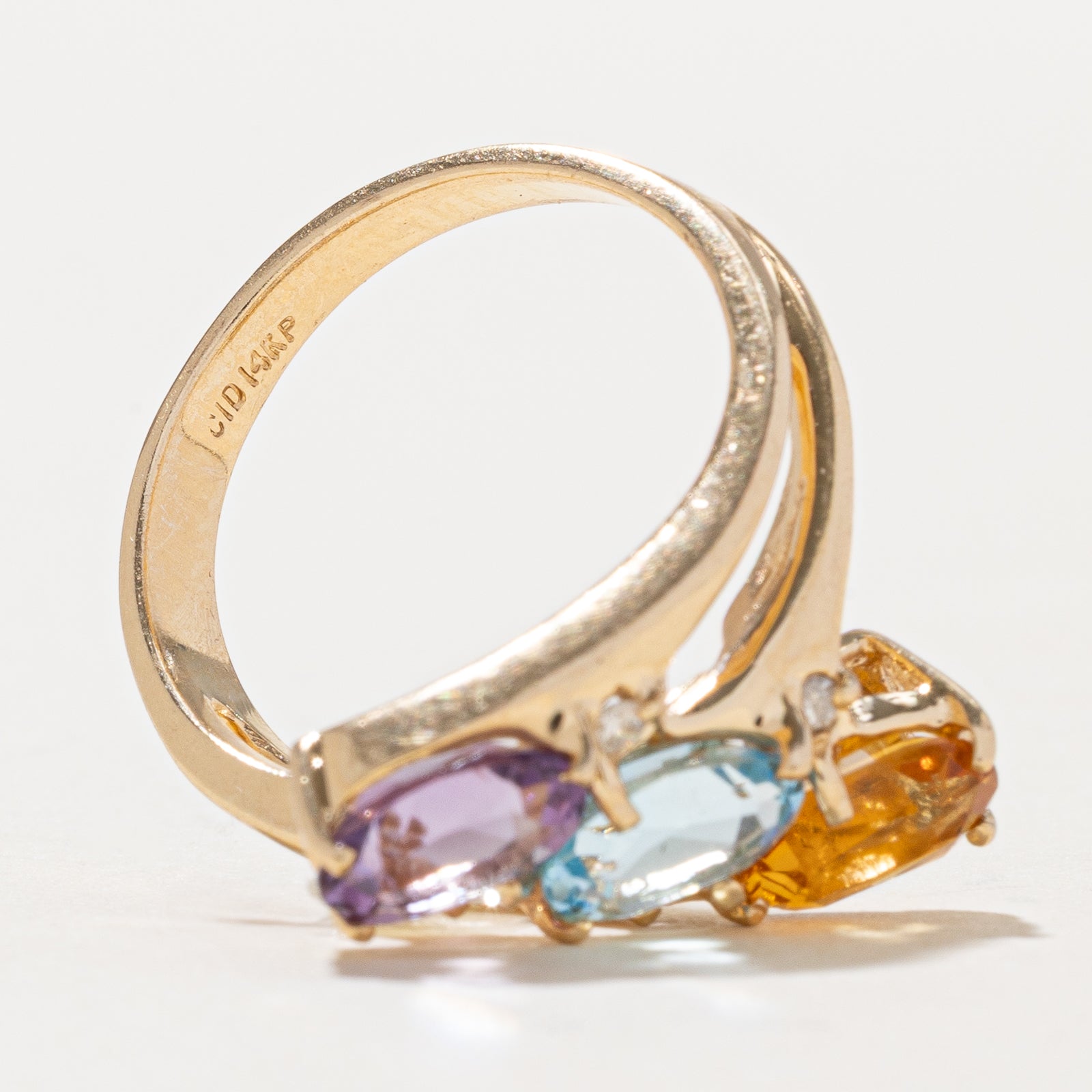 Multi Gemstone & Diamond Bypass Ring | 2.25ctw, 0.06ctw | SZ 6.25