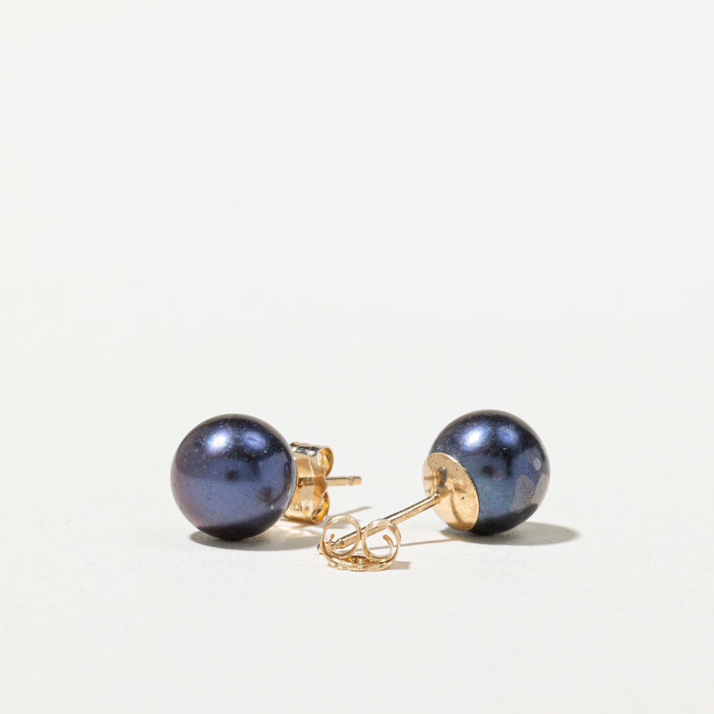 10K Blue Pearl Stud Earrings