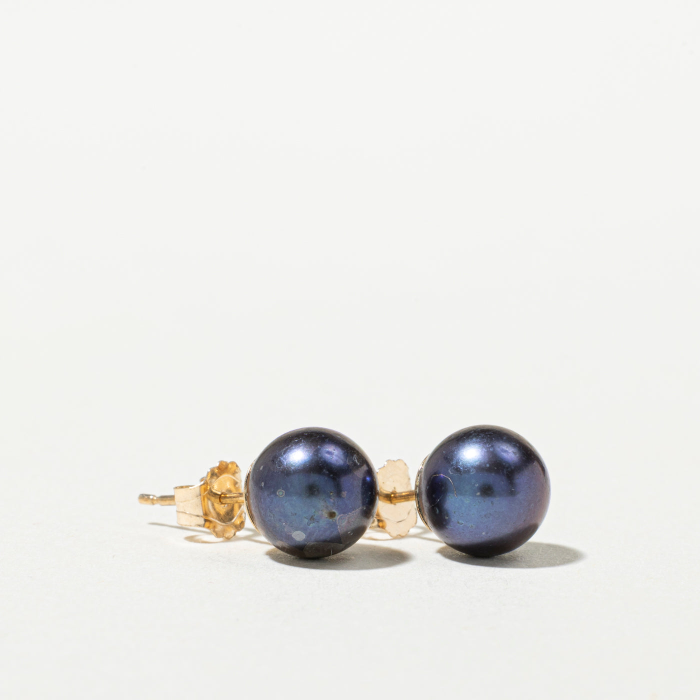 10K Blue Pearl Stud Earrings