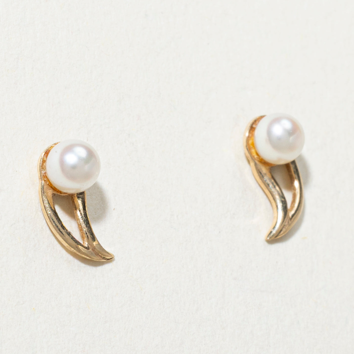 14K Pearl Abstract Stud Earrings