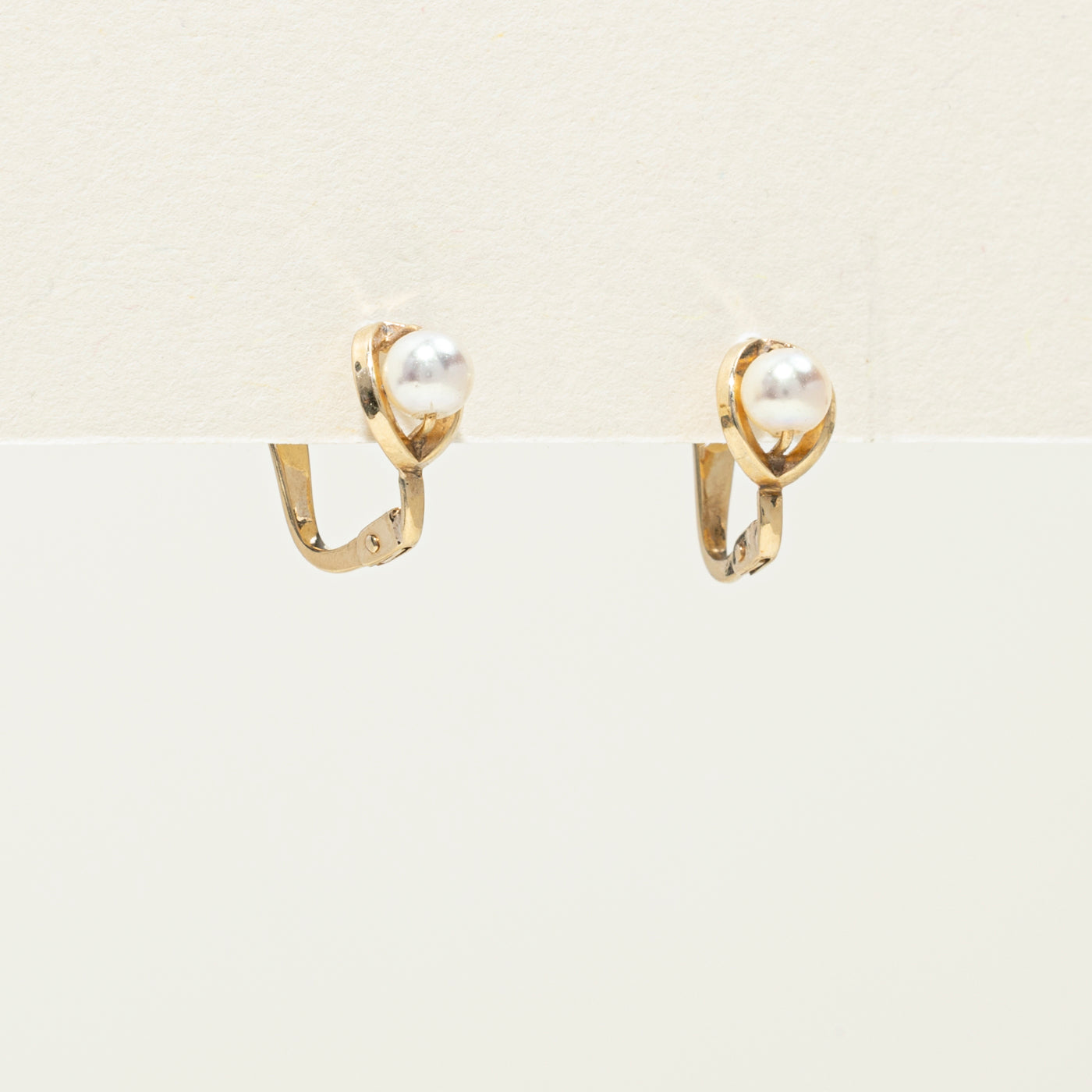 10K Pearl Huggie Earrings