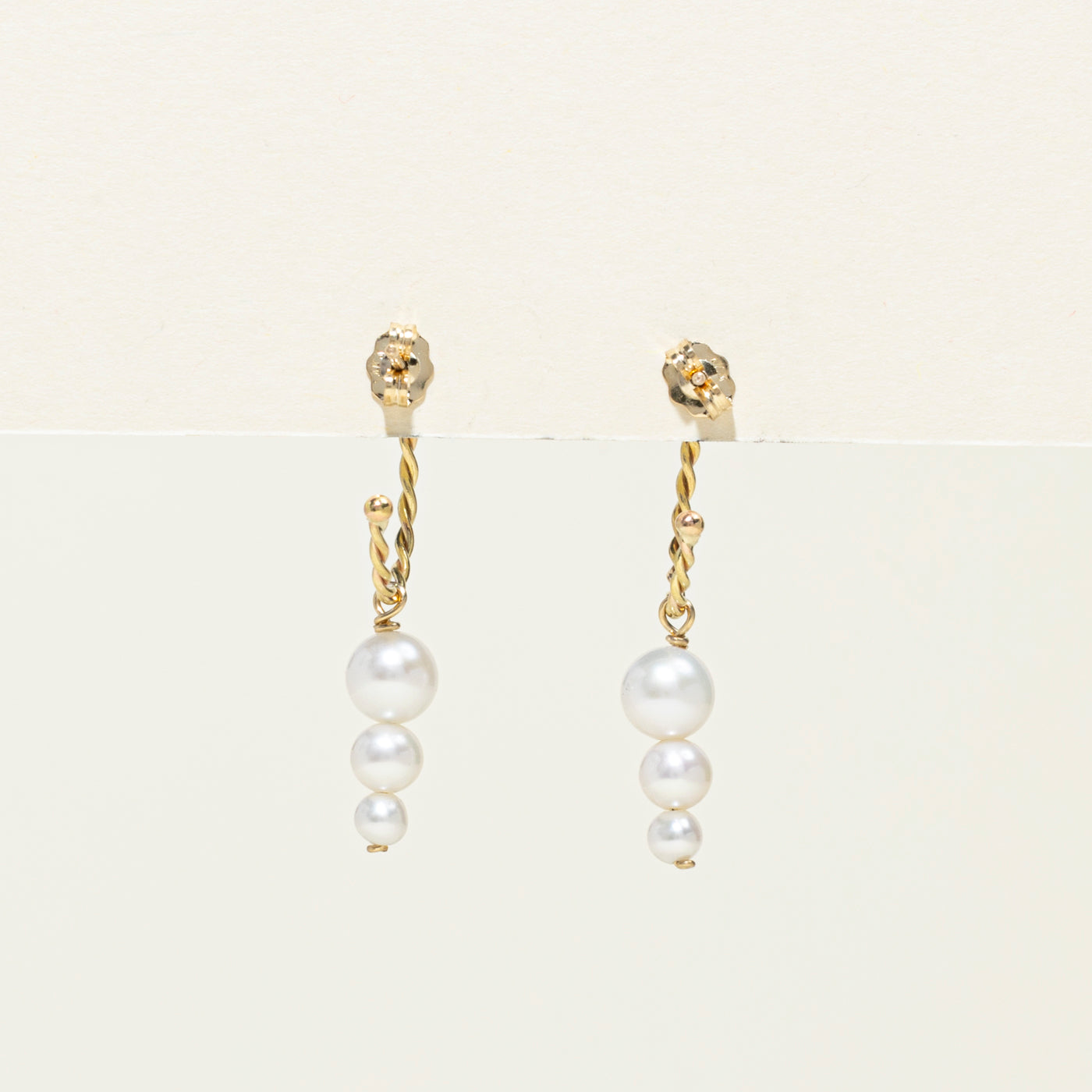 Boucles d'oreilles créoles pendantes en perles 14 carats