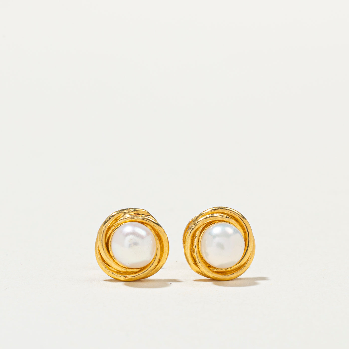 22k Pearl Knot Stud Earrings