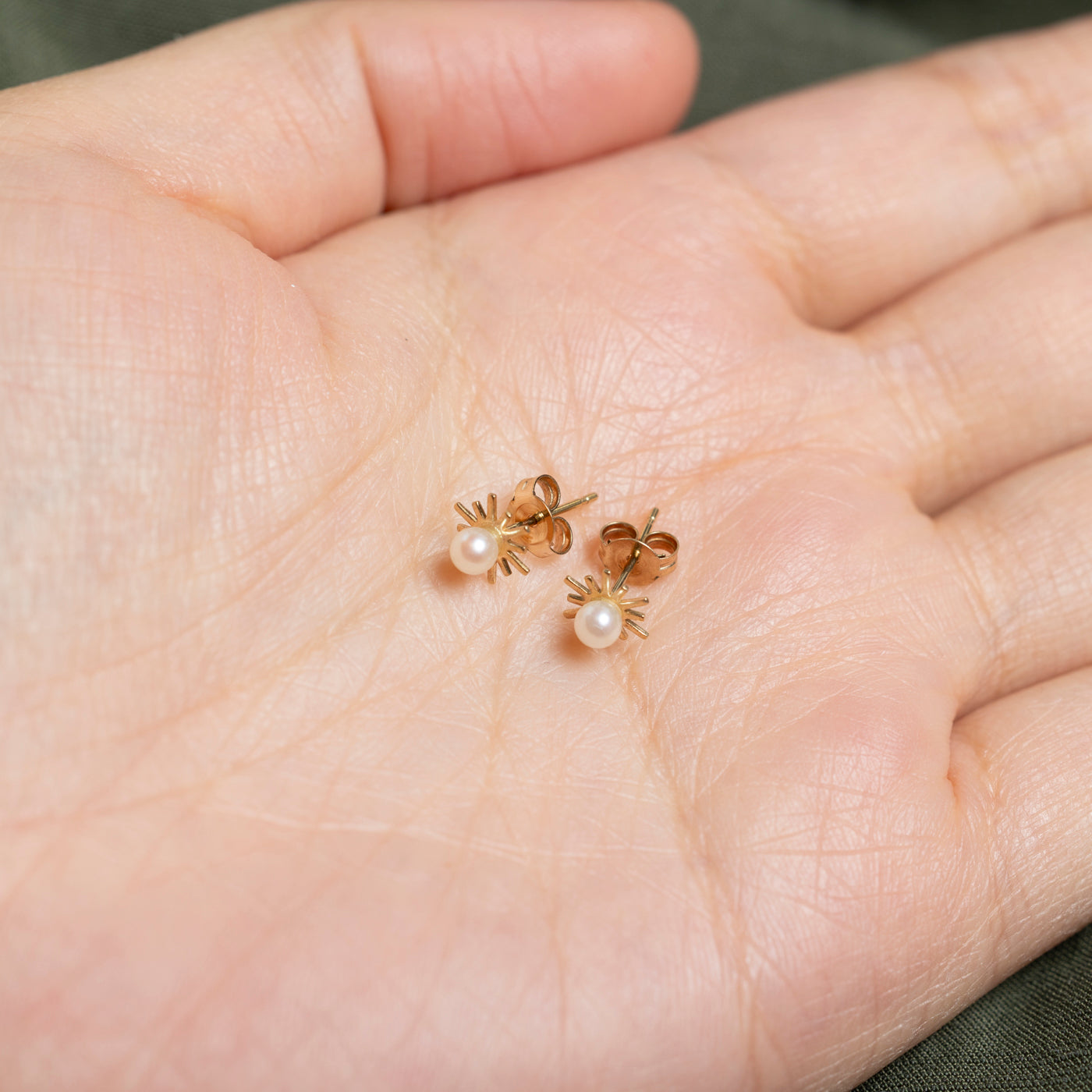 10K Pearl Star Stud Earrings