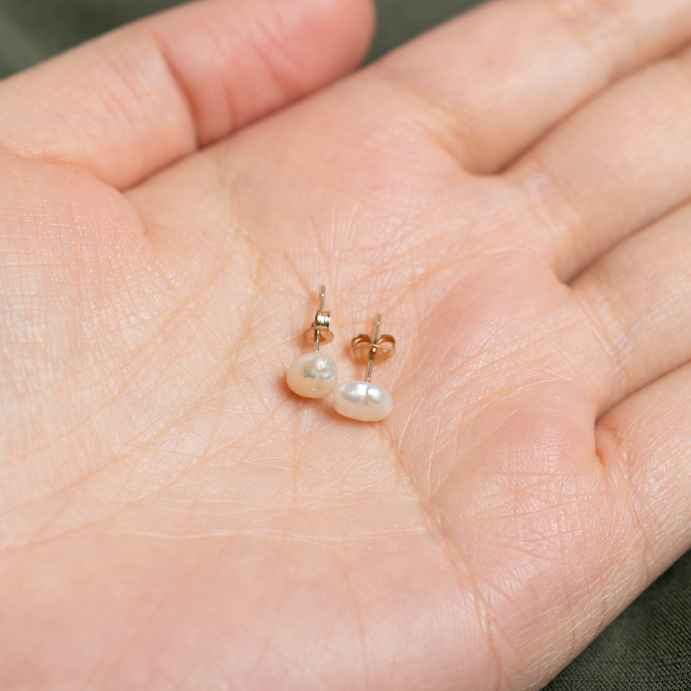 10K Baroque Pearl Stud Earrings
