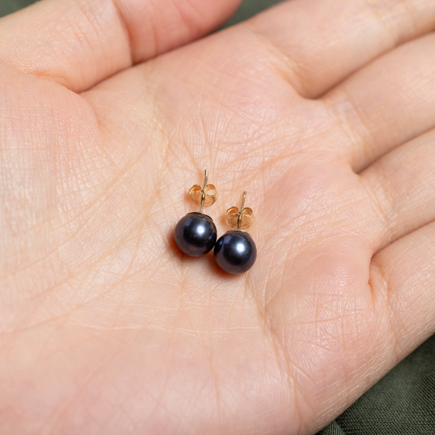 10K Blue Pearl Stud Earrings