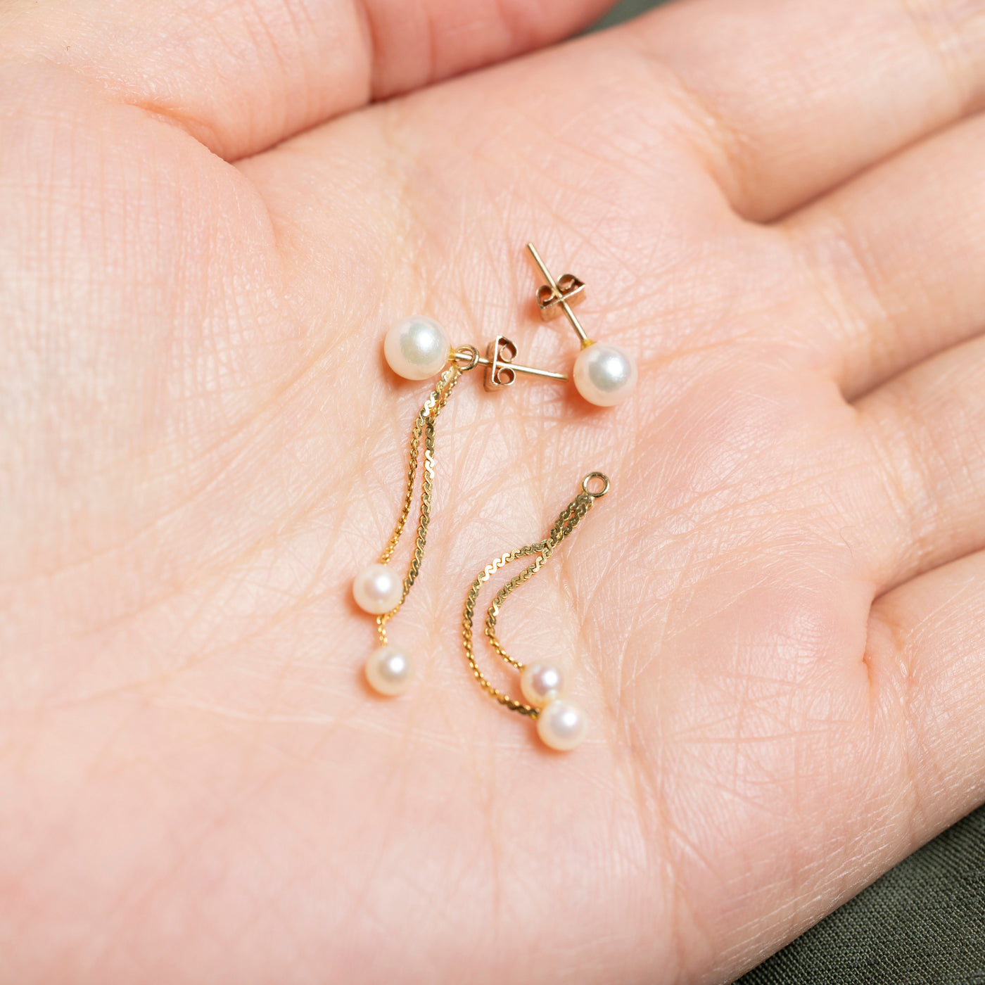 Boucles d'oreilles pendantes en perles 10 carats