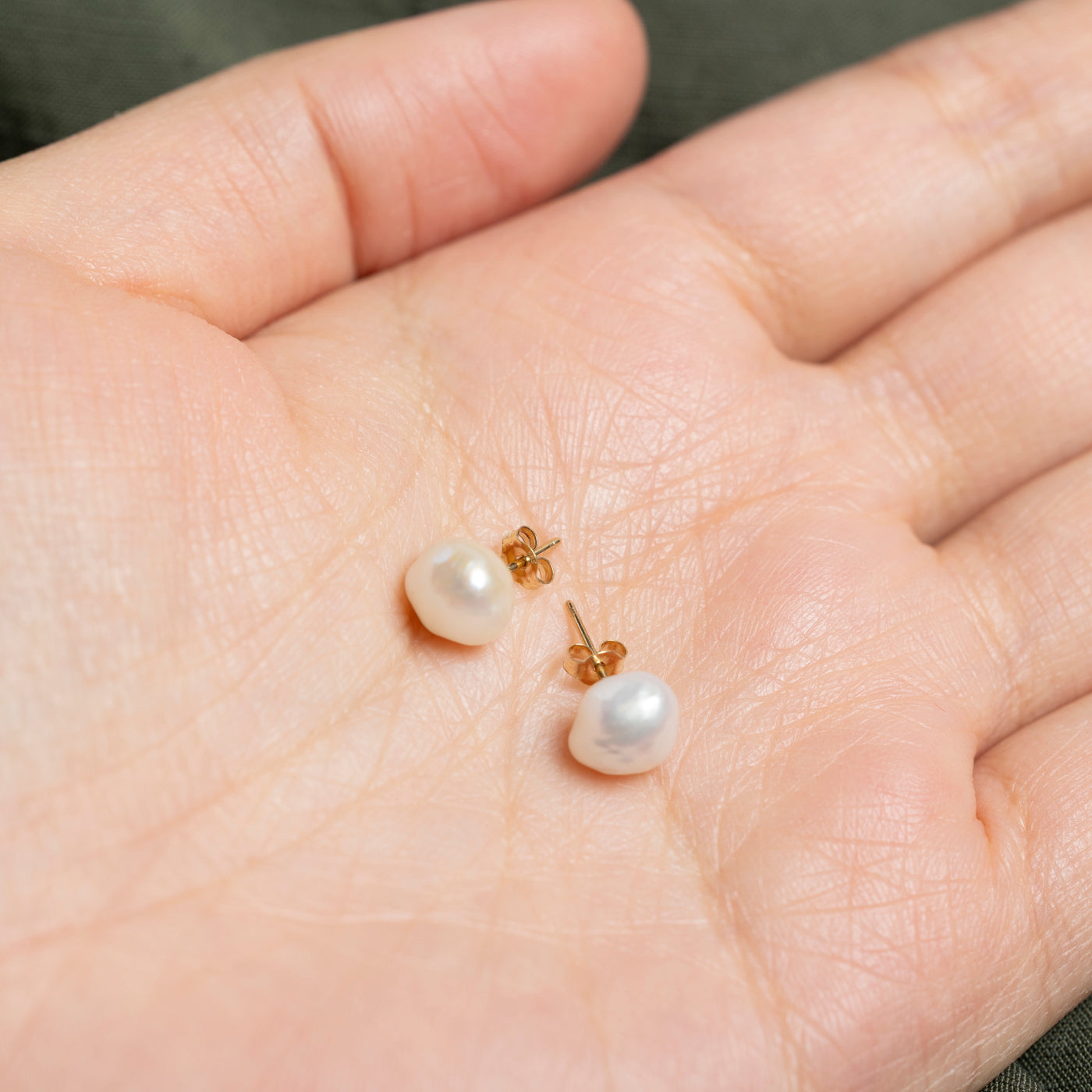14K Baroque Pearl Stud Earrings
