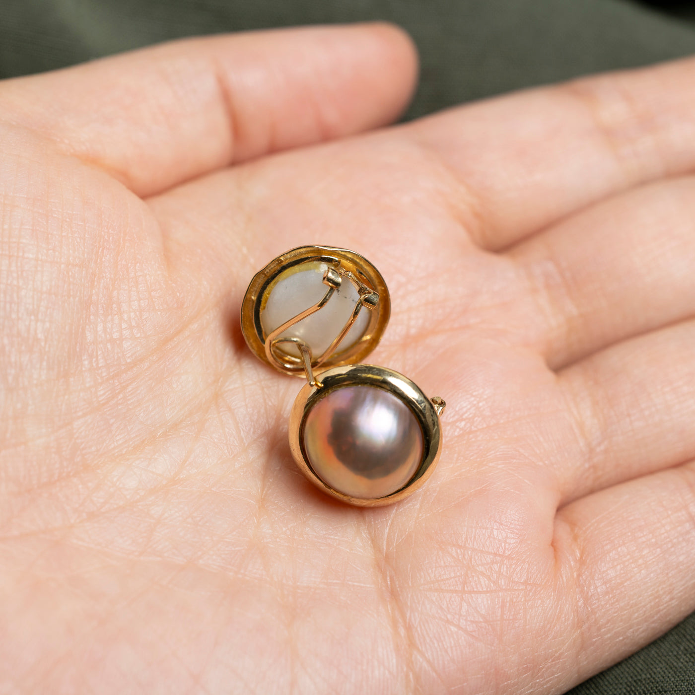 14K Mabé Pearl Stud Earrings