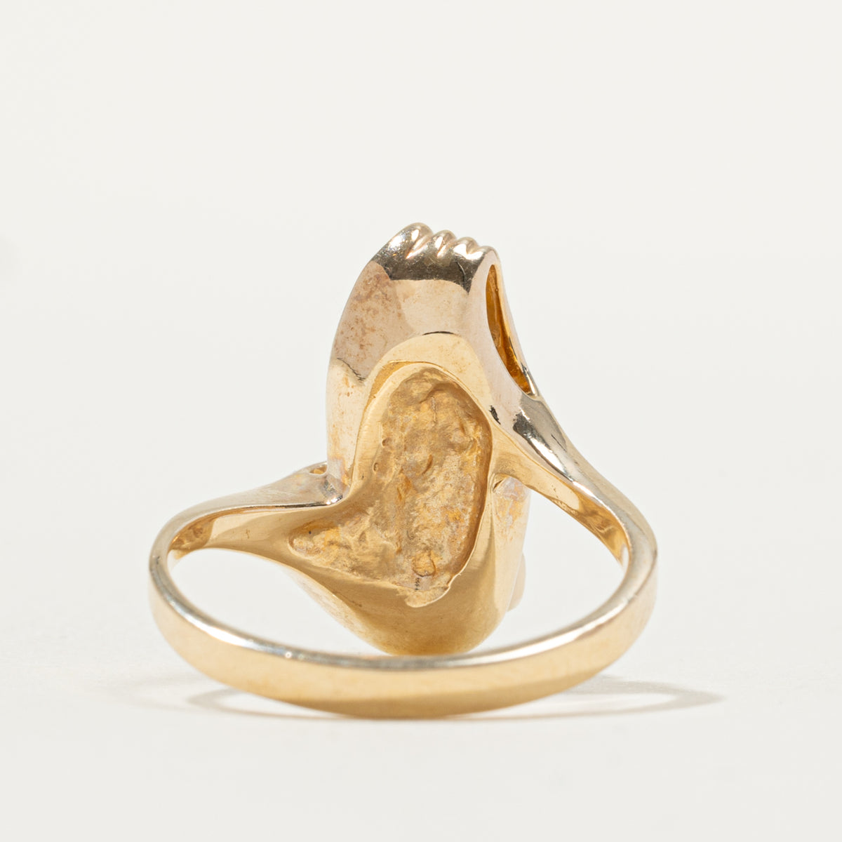 10k Solitaire Baroque Pearl Abstract Cocktail Ring | SZ 6