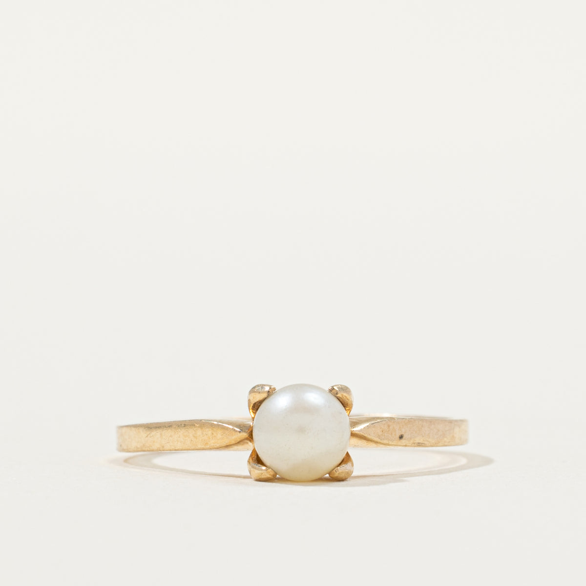 10k Solitaire Pearl Ring | SZ 6.25