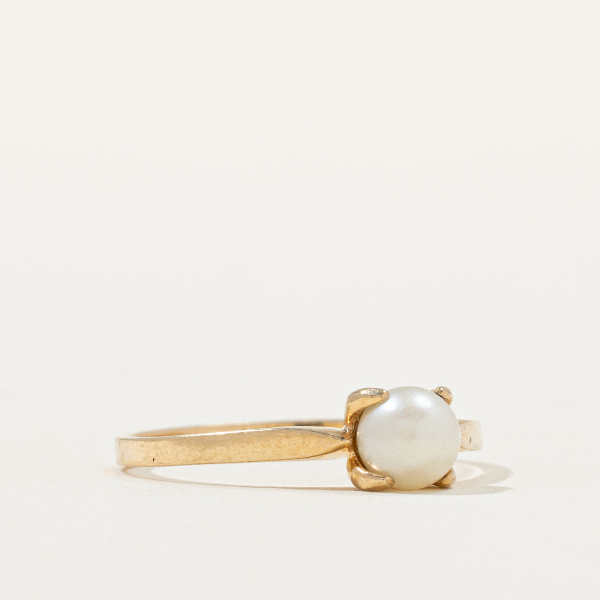 10k Solitaire Pearl Ring | SZ 6.25
