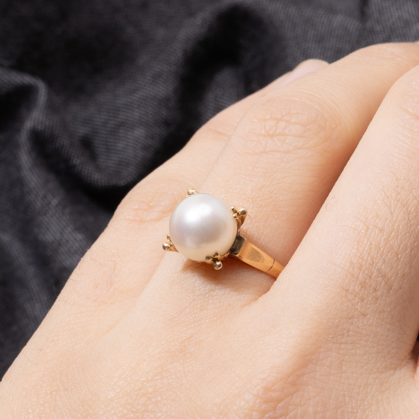 10k Prong Set Pearl Tapered Ring | SZ 6.5
