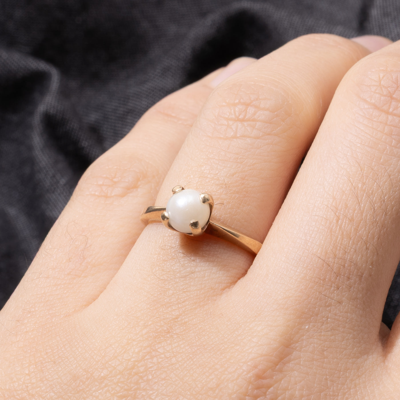 10k Solitaire Prong Set Pearl Ring | SZ 5.25